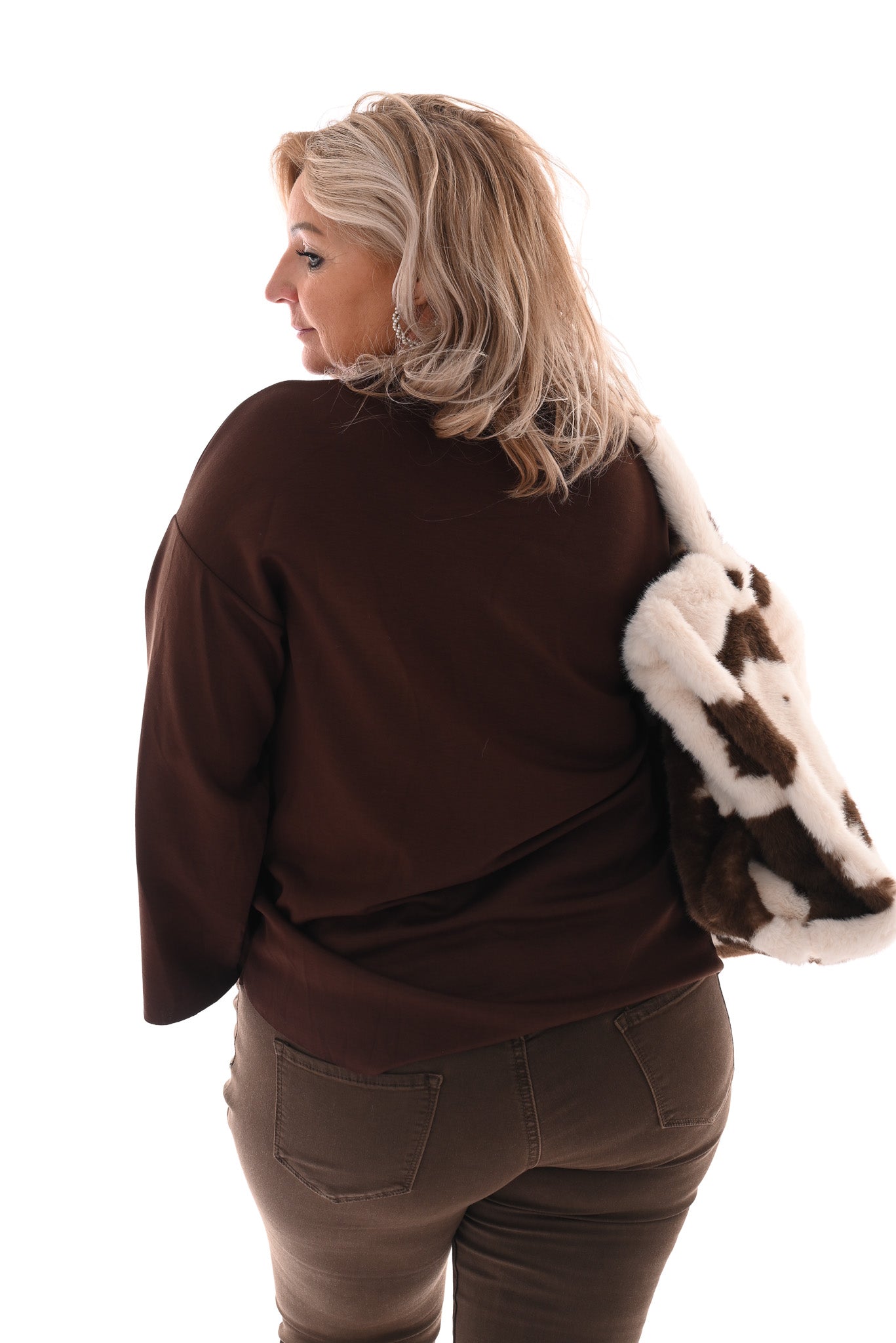 Top lange mouwen paris amour donkerbruin