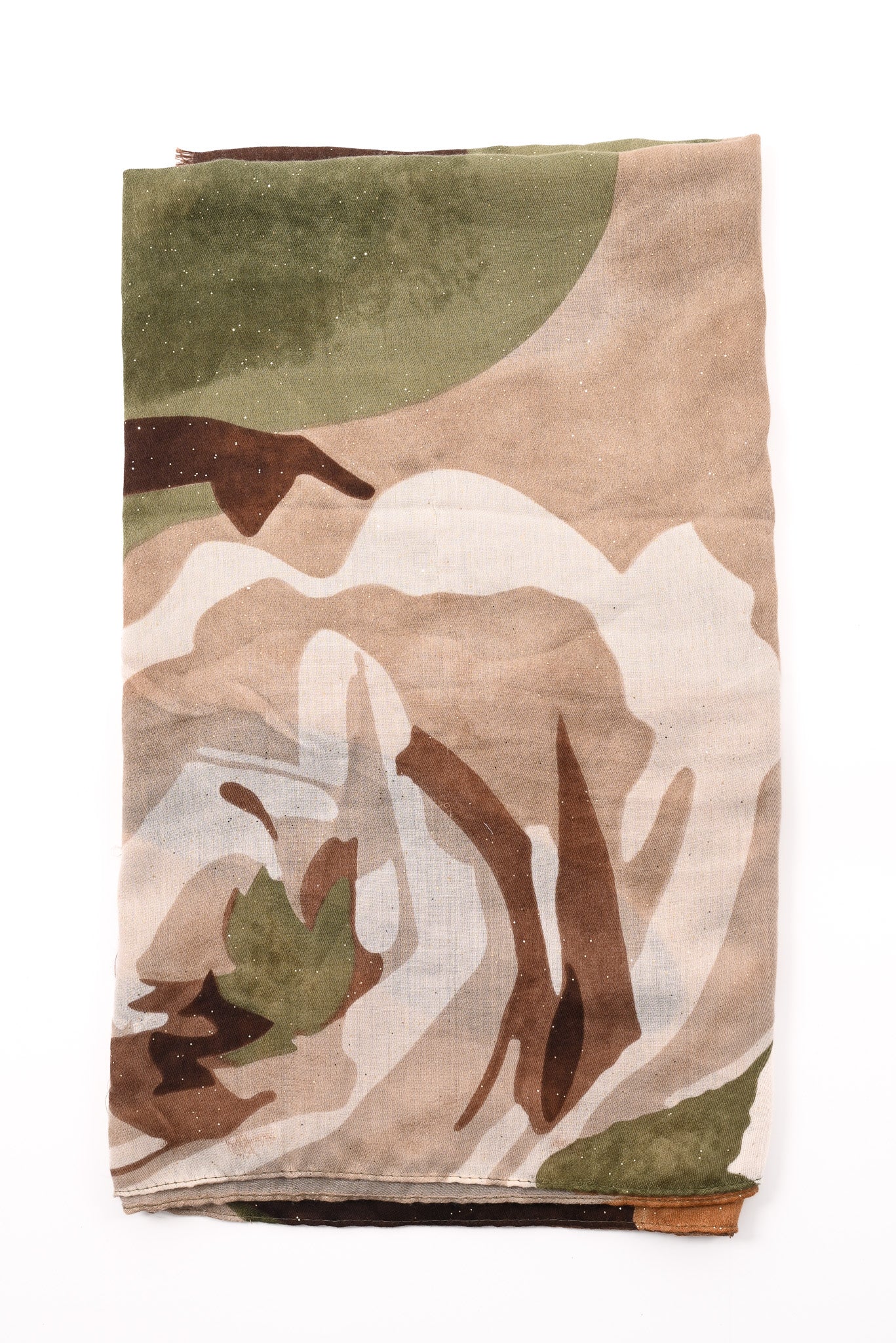 Sjaal abstracte print legergroen