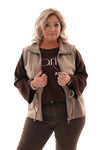 Gilet met rits en aantrekkoord beige