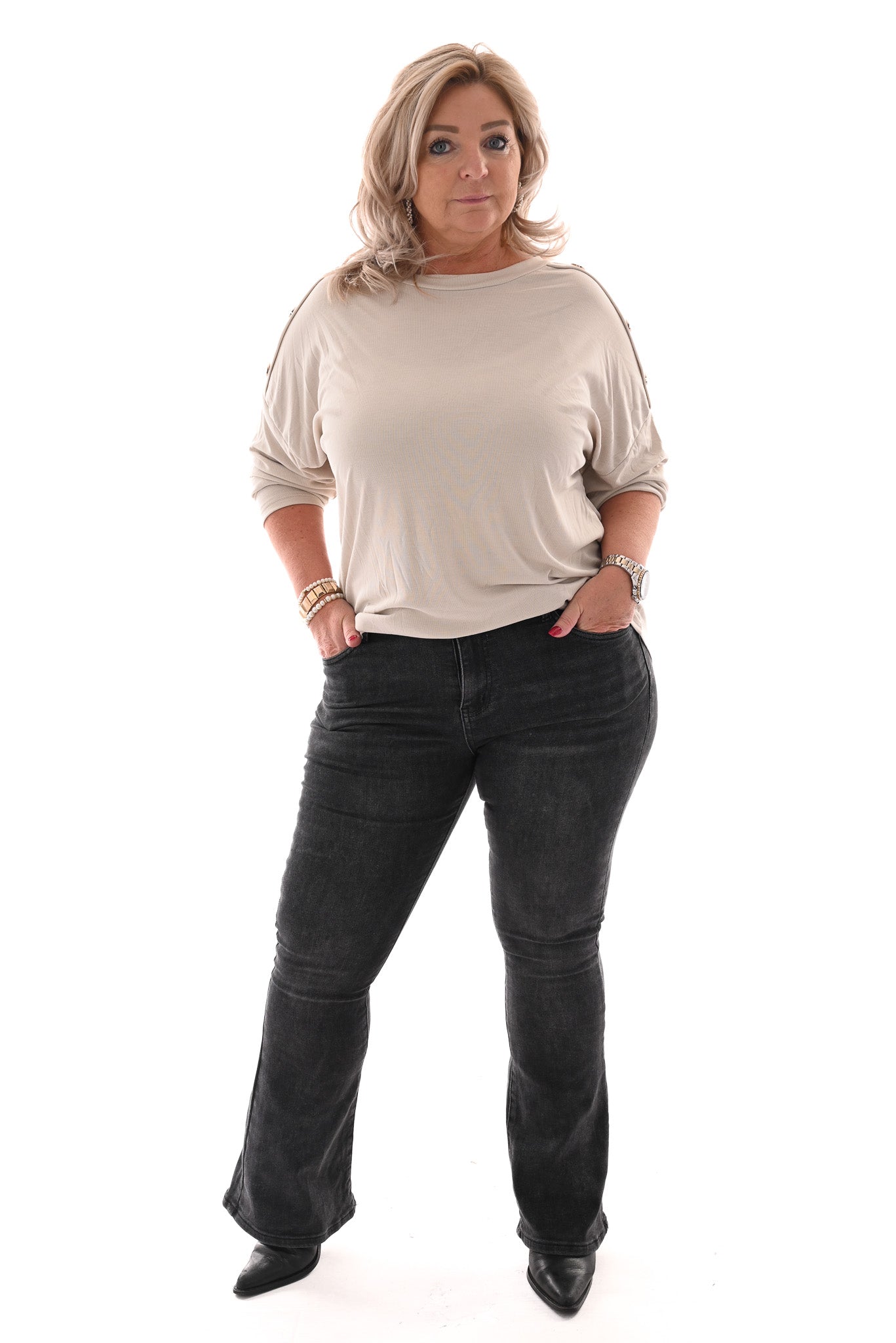 Goodies jeans flared grijs