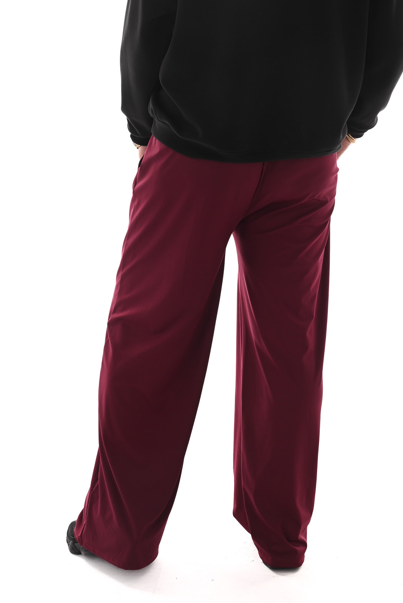 Wijde travel broek met aantrekkoord bordeaux