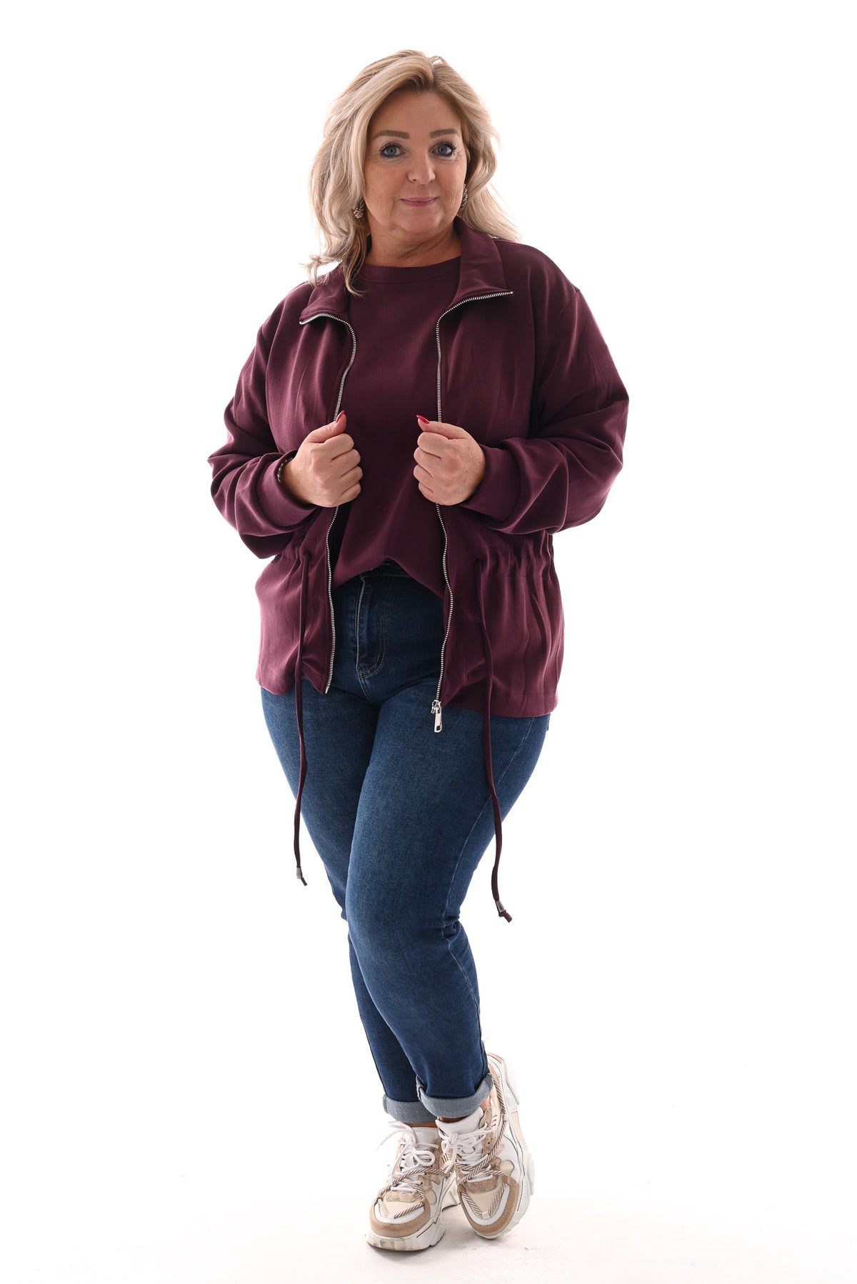 Vest met aantrekkoord aubergine