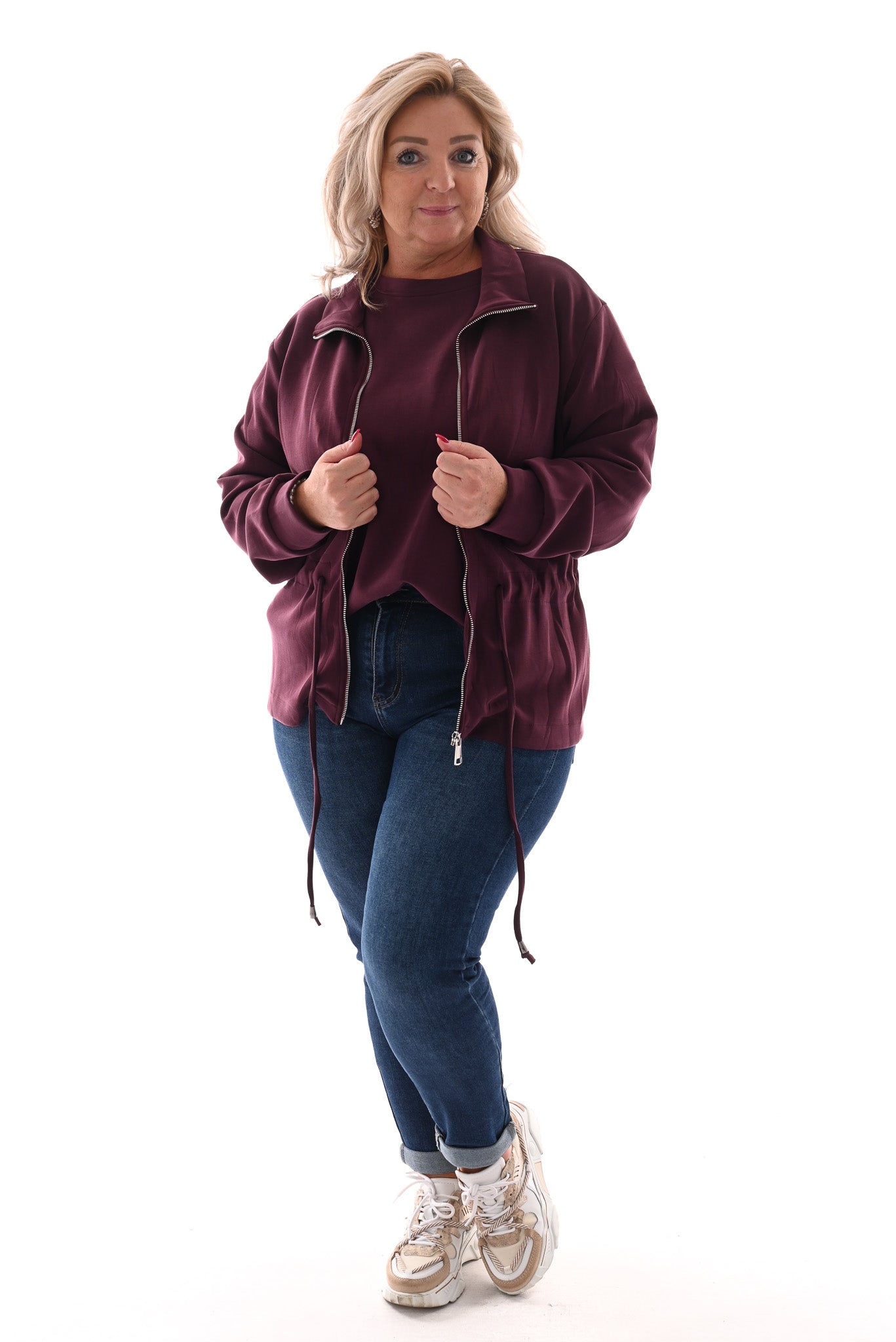 Vest met aantrekkoord aubergine