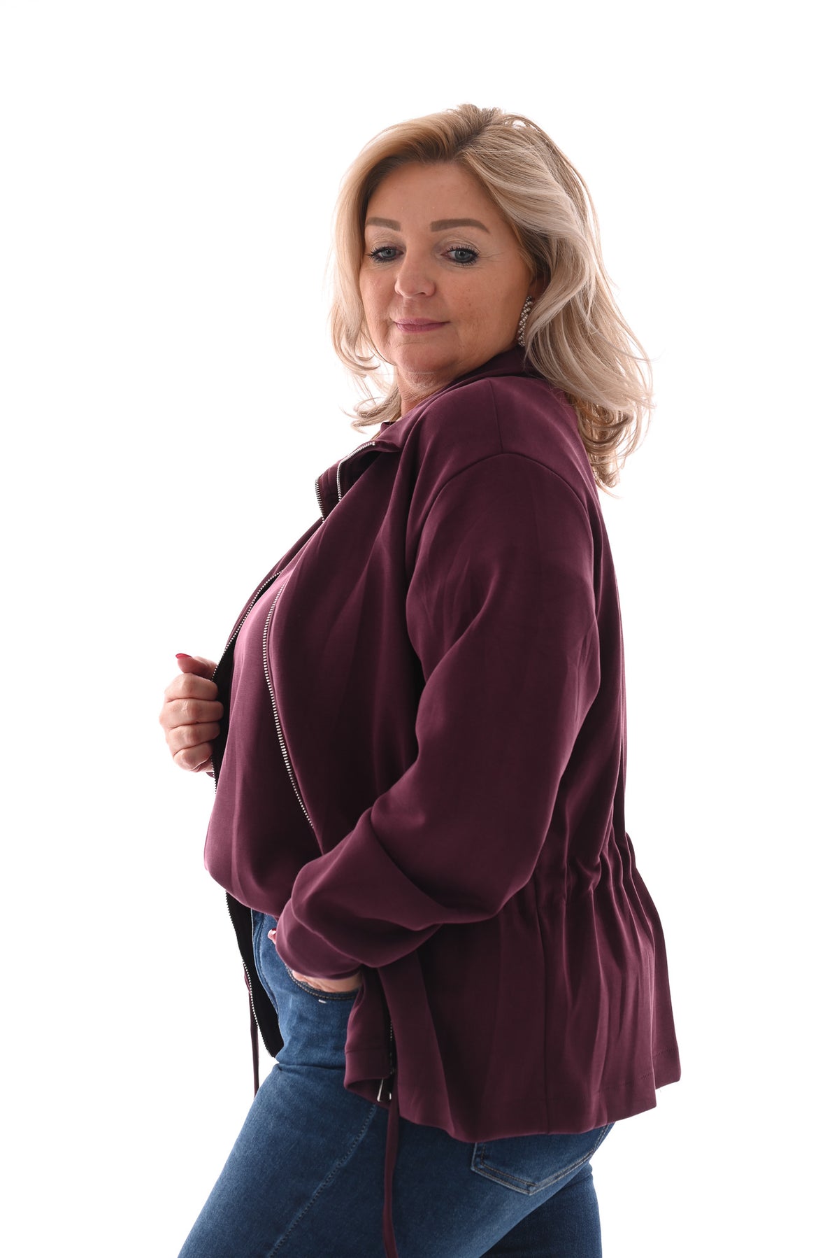 Vest met aantrekkoord aubergine