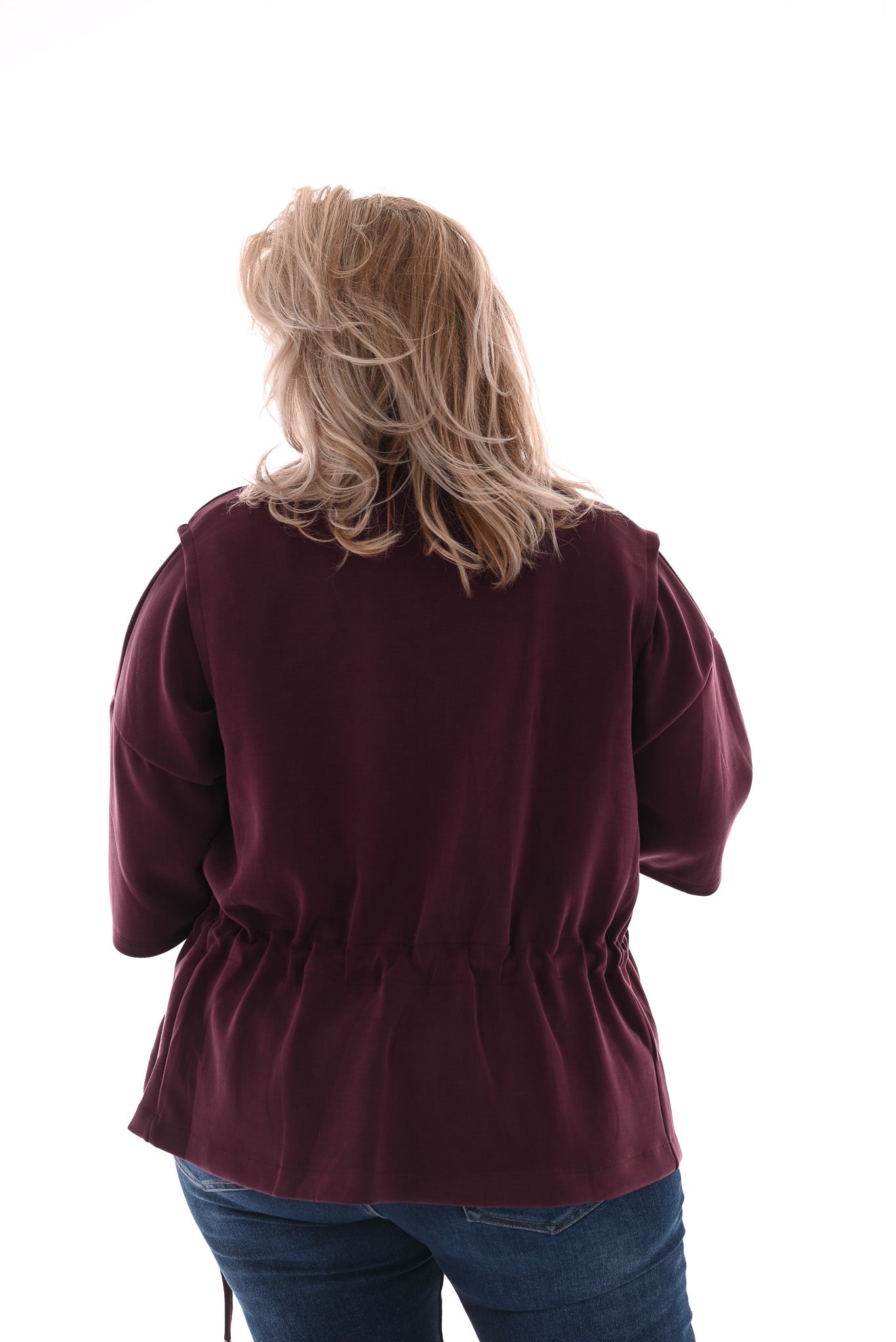 Gilet met rits en aantrekkoord aubergine