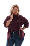 Gilet met rits en aantrekkoord aubergine