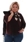 Sweater korte mouwen ronde hals donkerbruin
