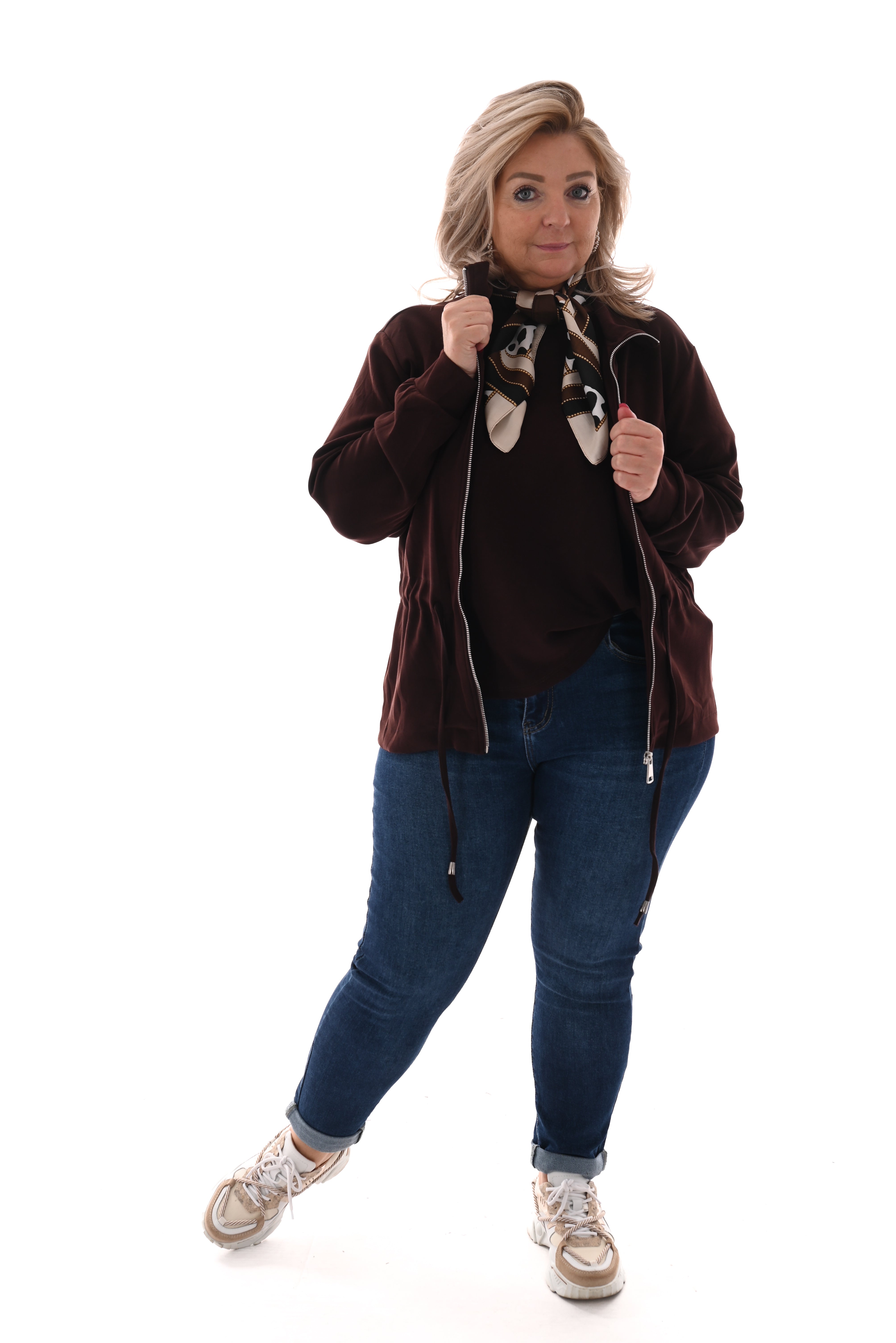 Vest met aantrekkoord donkerbruin