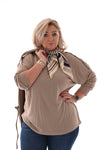 Top rib lange mouwen knopen op schouders beige