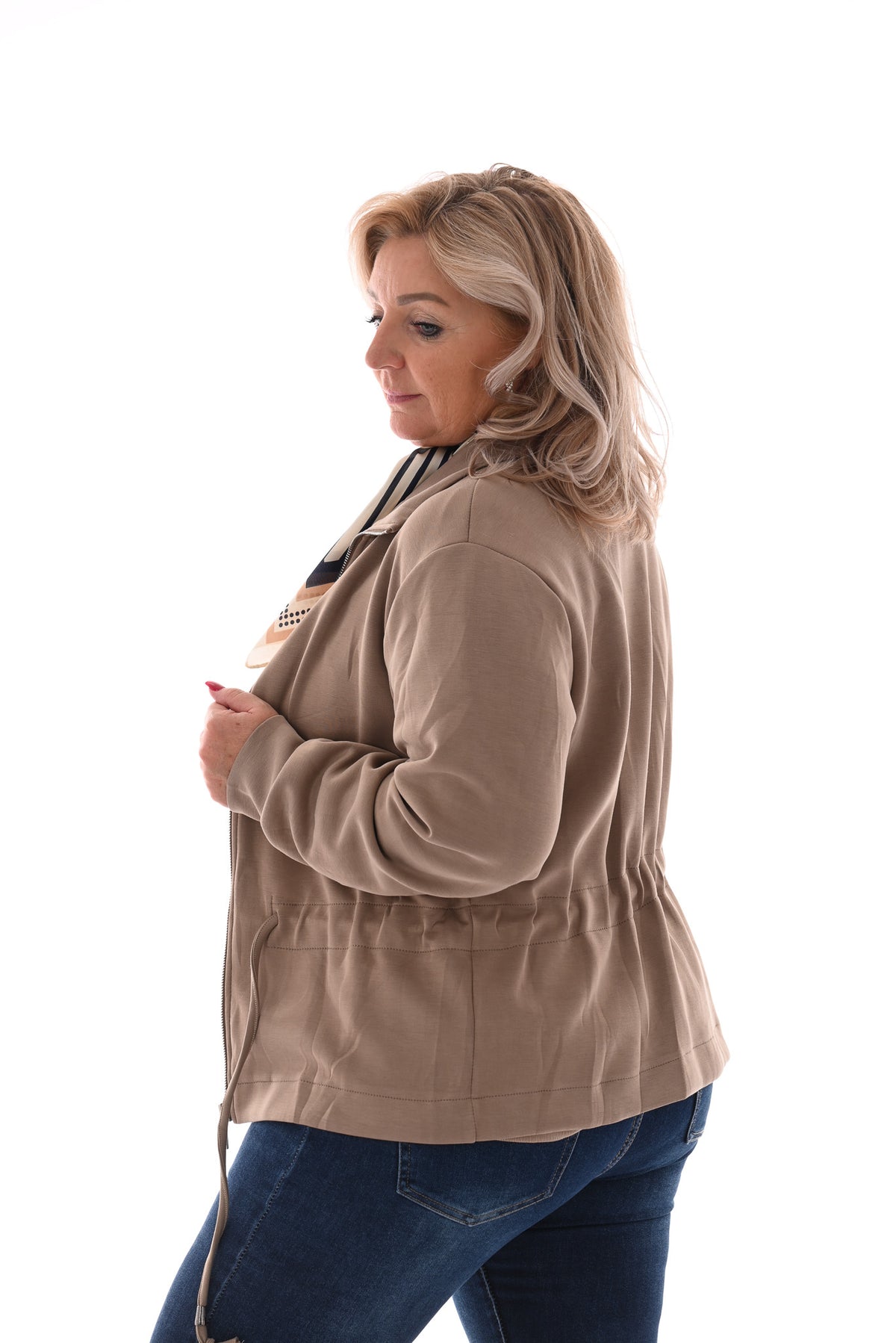 Vest met aantrekkoord beige
