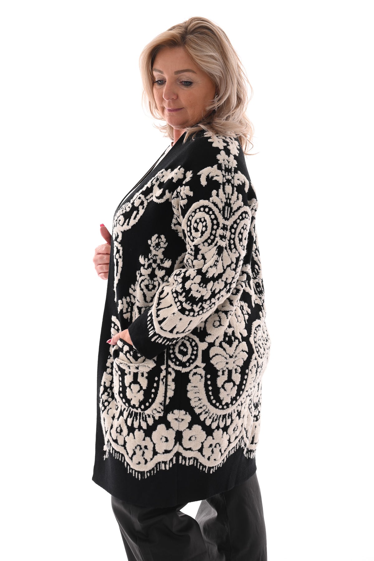 Half lang vest paisley print zwart/wit
