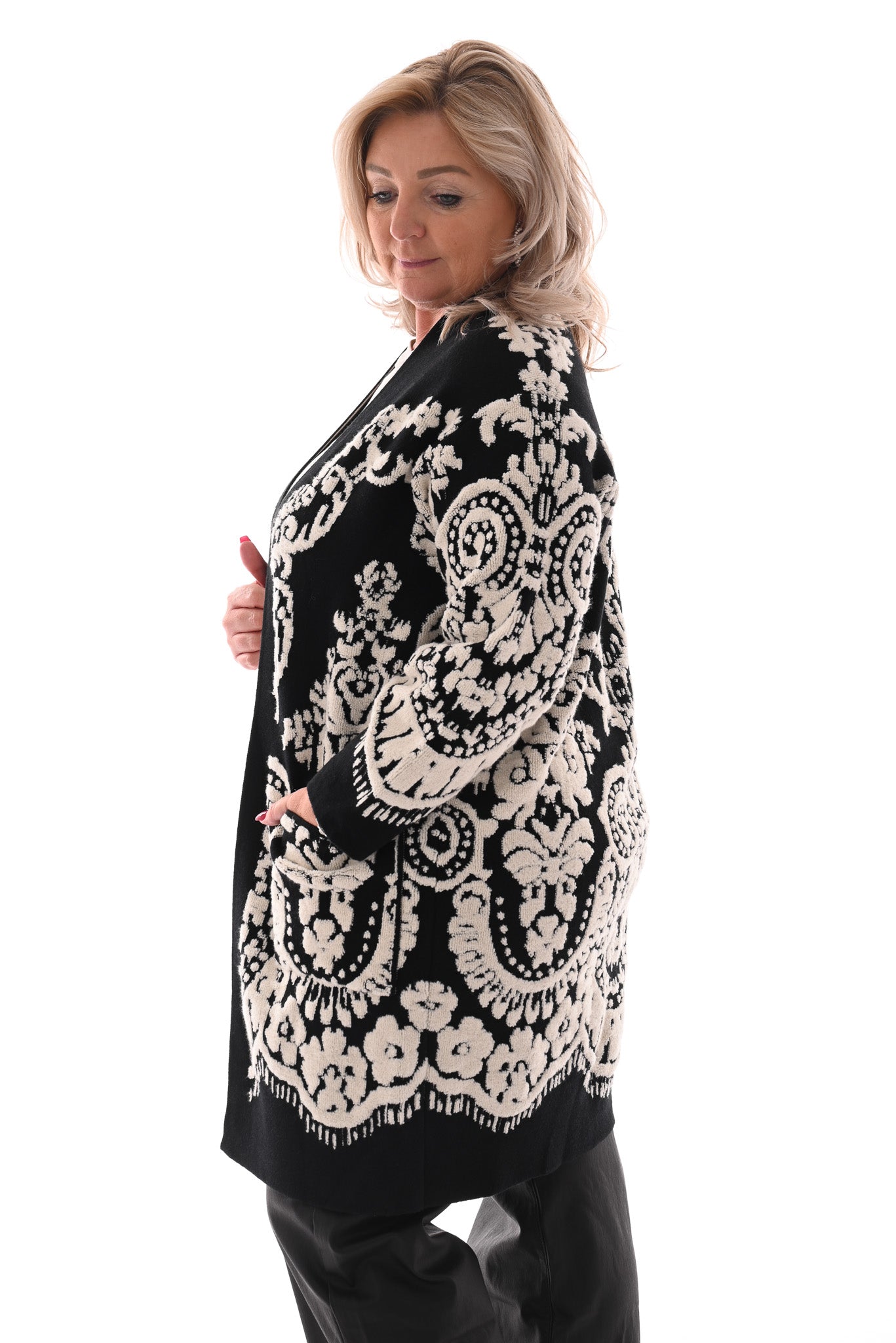 Half lang vest paisley print zwart/wit
