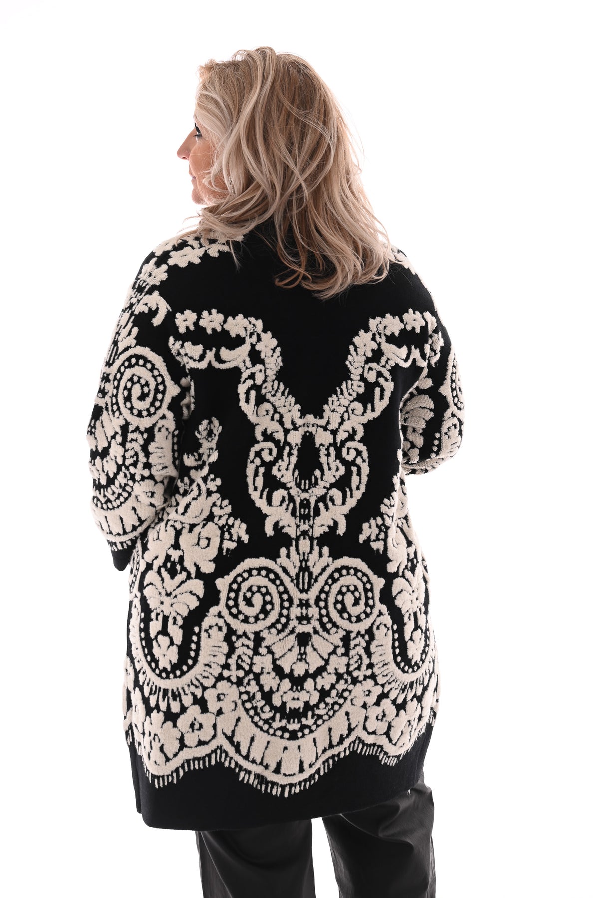 Half lang vest paisley print zwart/wit