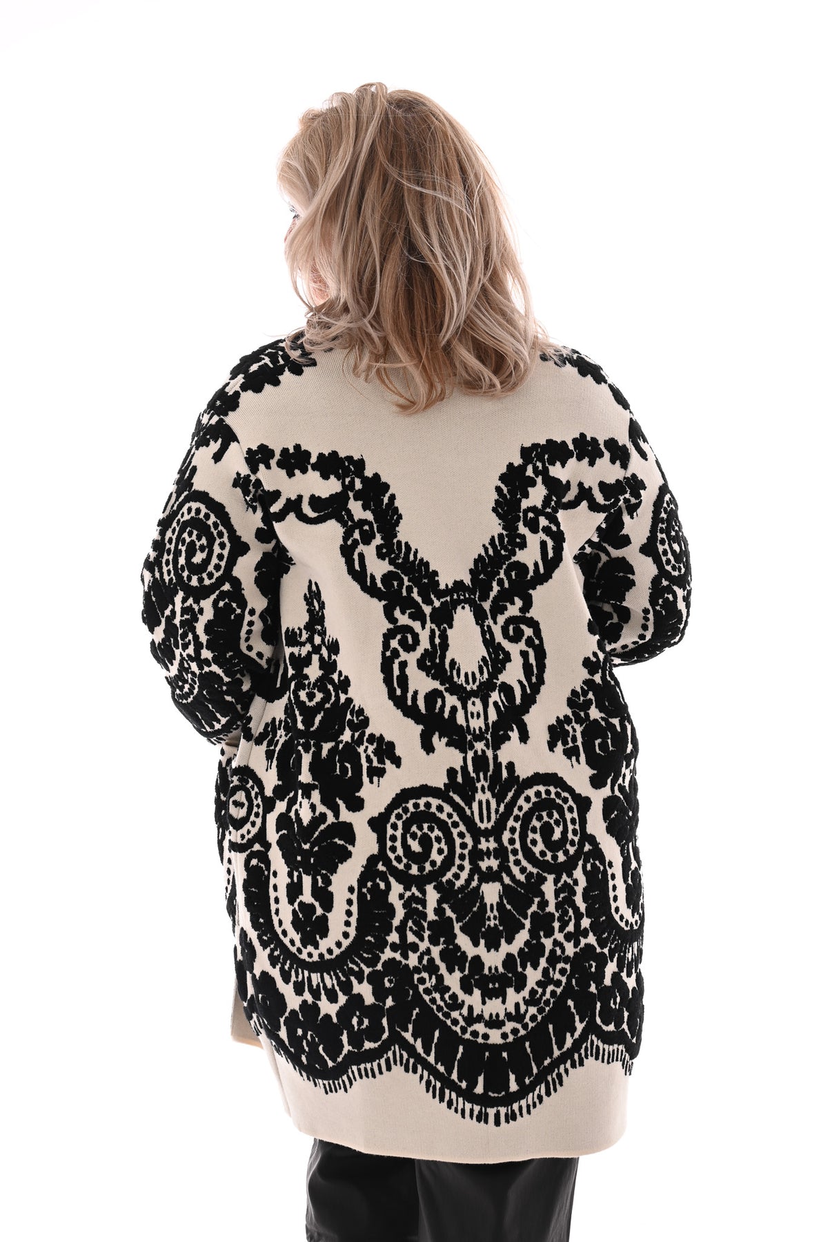 Half lang vest paisley print roomwit/zwart