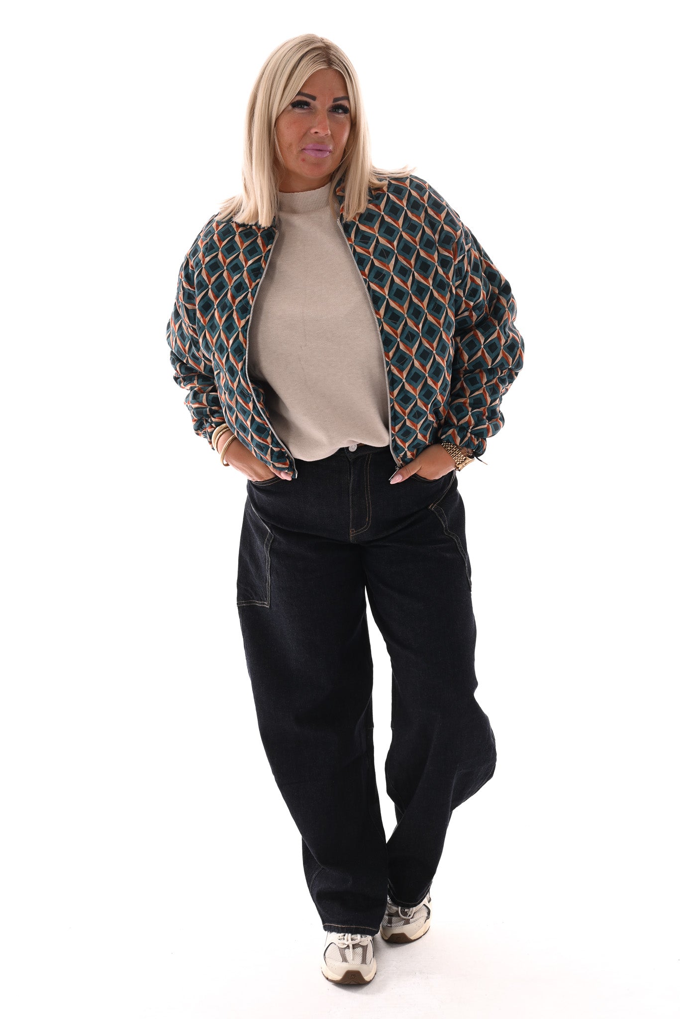 Bomberjack ruit patroon blauw