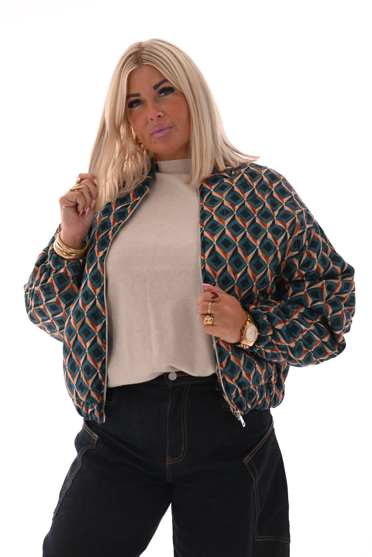 Bomberjack ruit patroon blauw