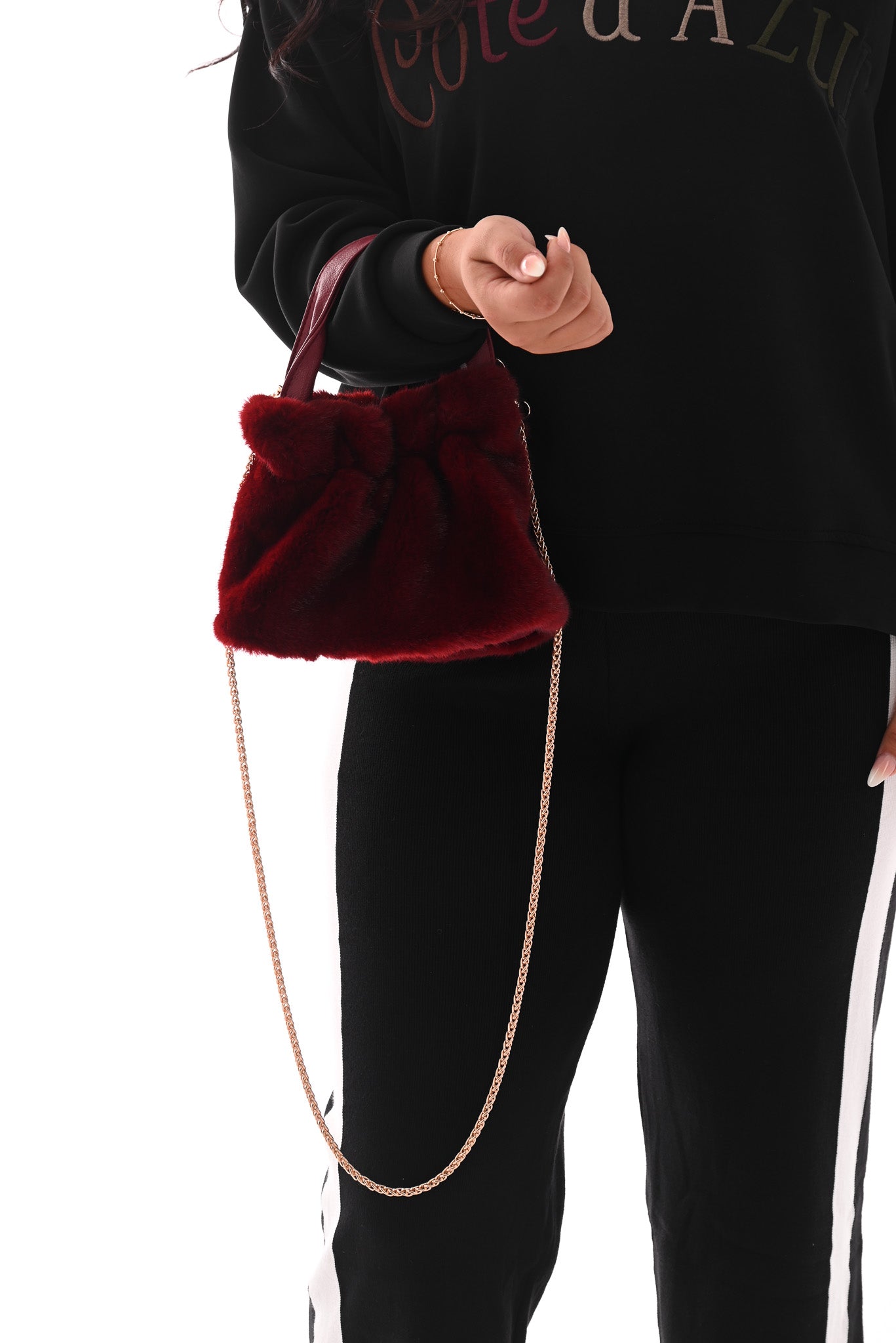 Faux fur tas mini bordeaux