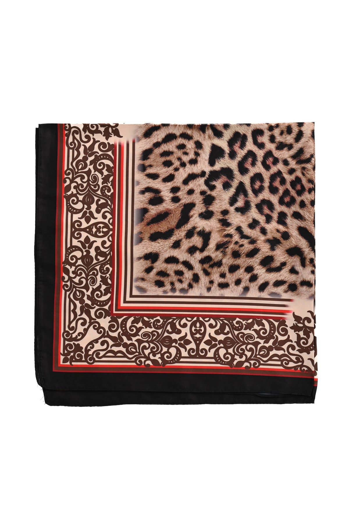 Kort sjaaltje panter paisley zwart