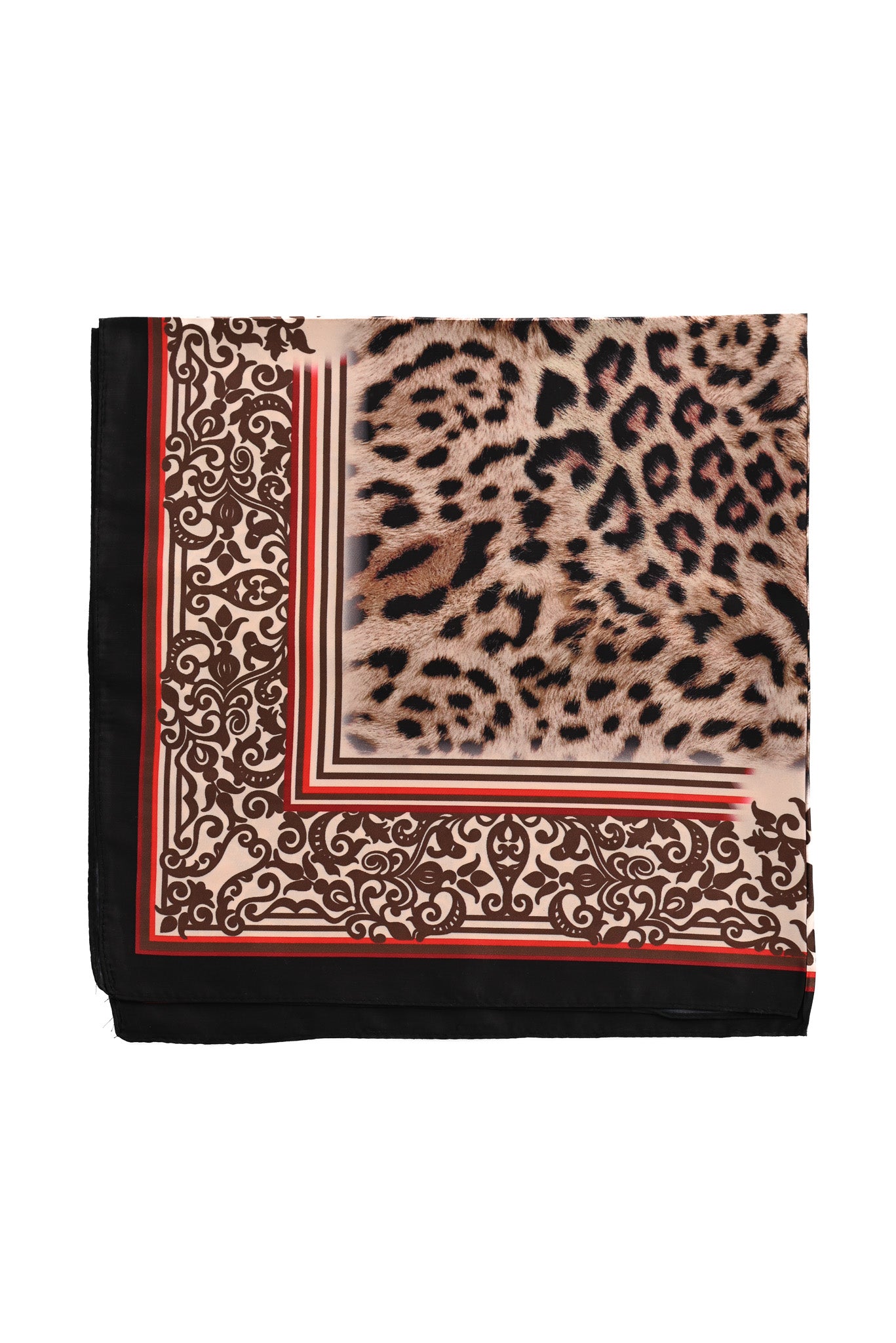 Kort sjaaltje panter paisley zwart