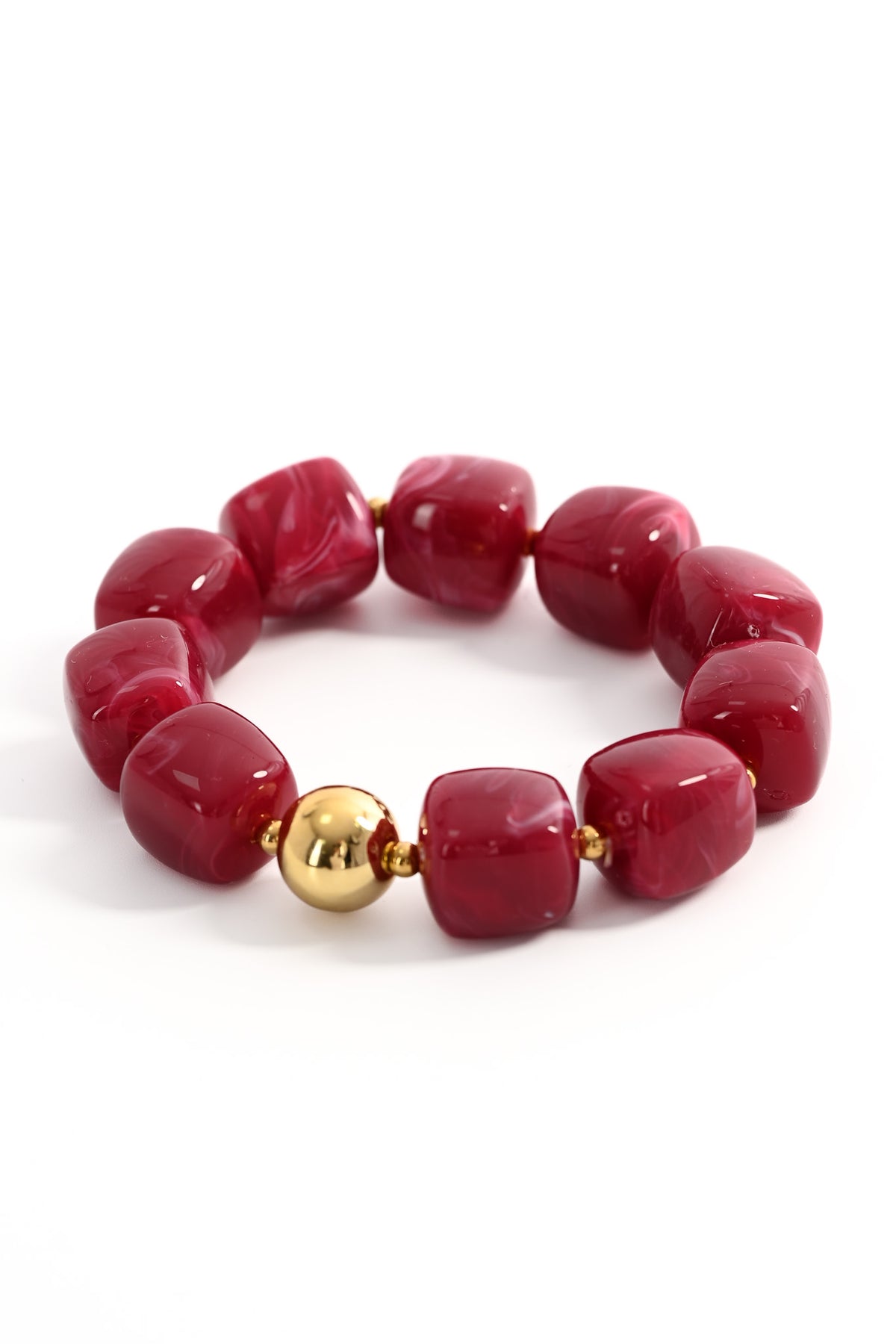 Armband vierkanten kralen cyclaam