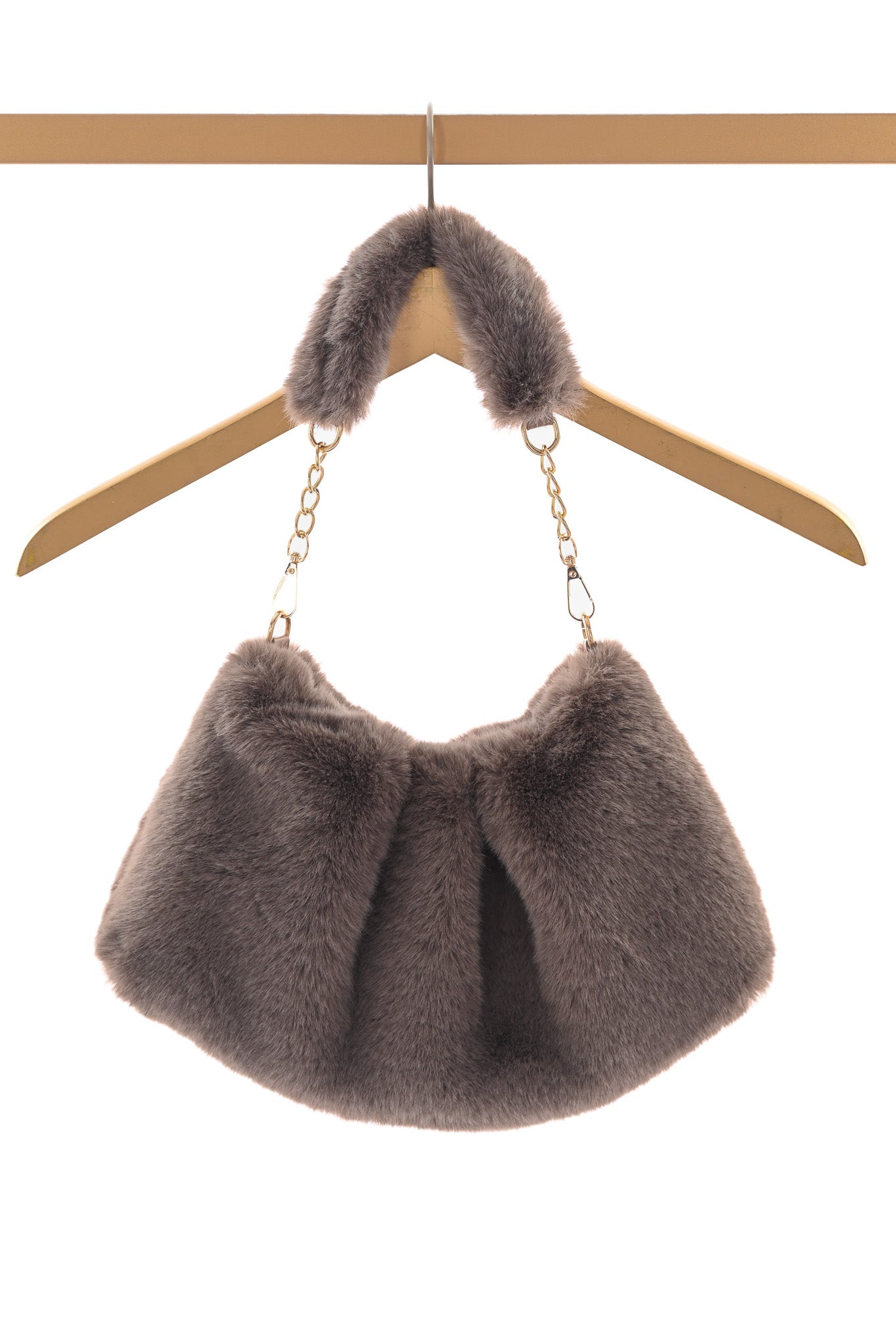 Faux fur schoudertas taupe