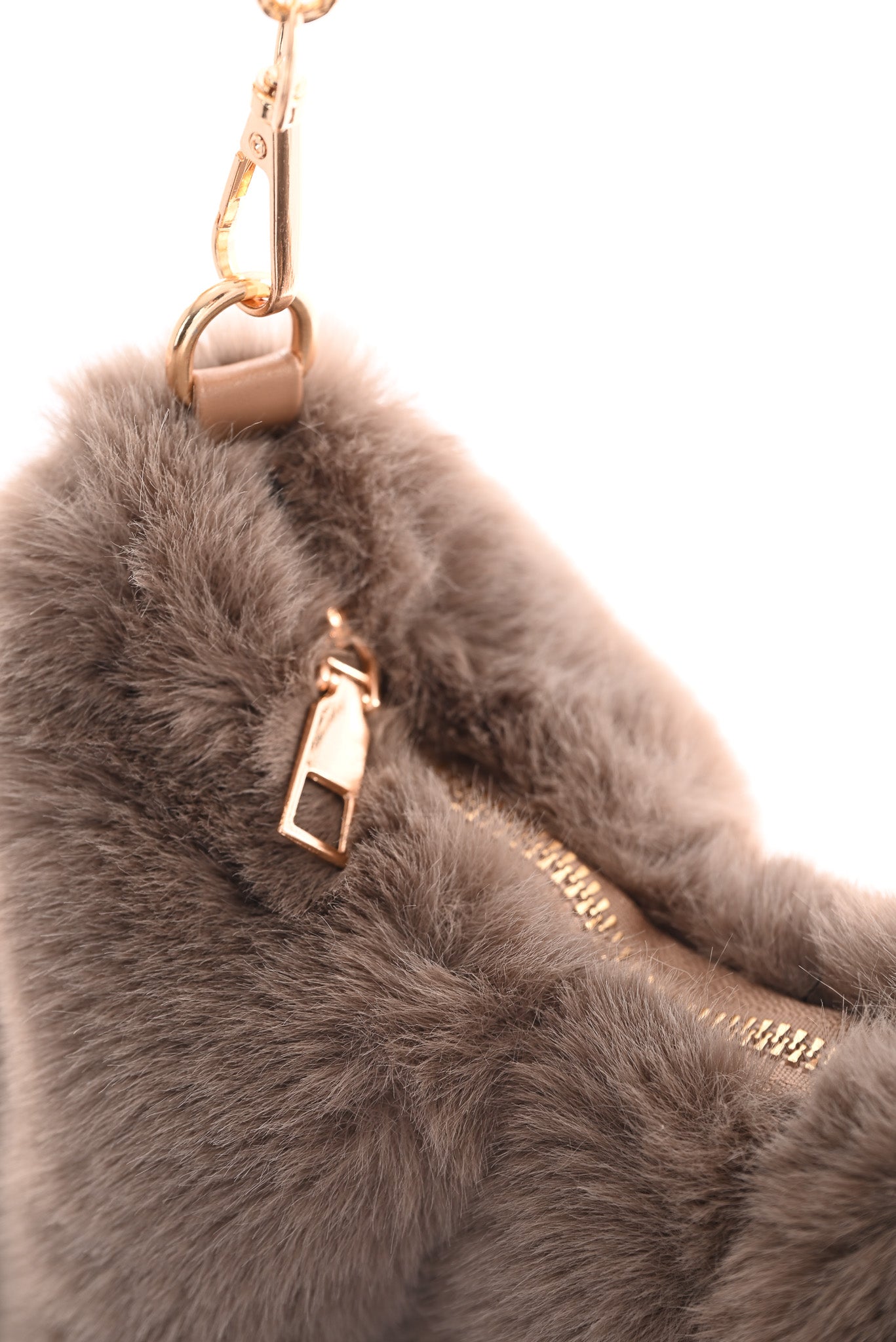 Faux fur schoudertas taupe