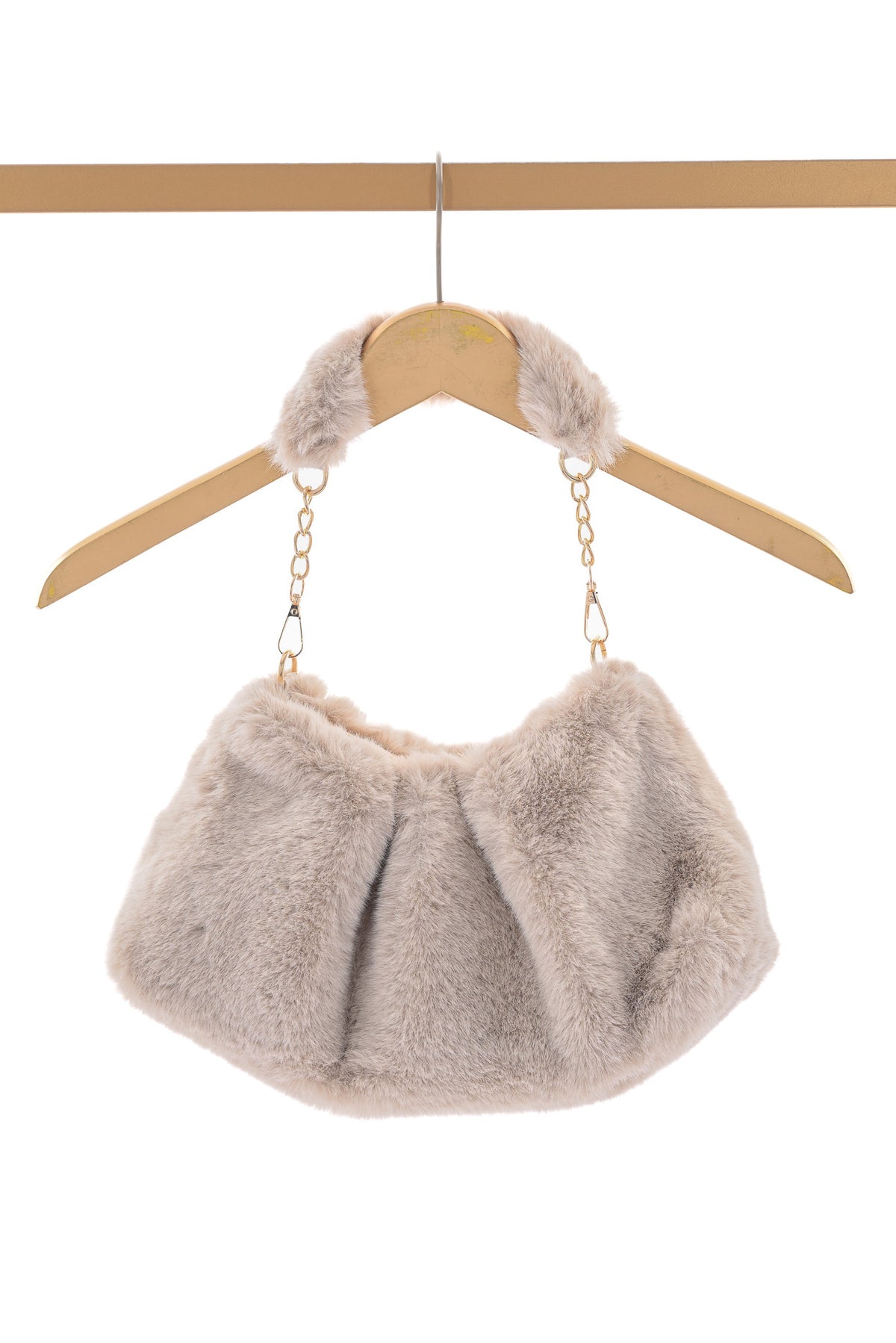 Faux fur schoudertas beige