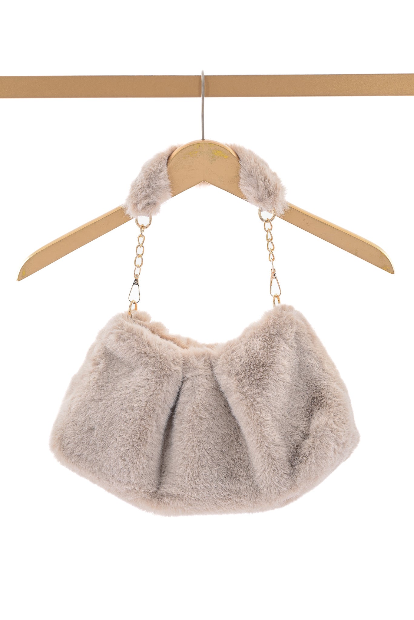 Faux fur schoudertas beige