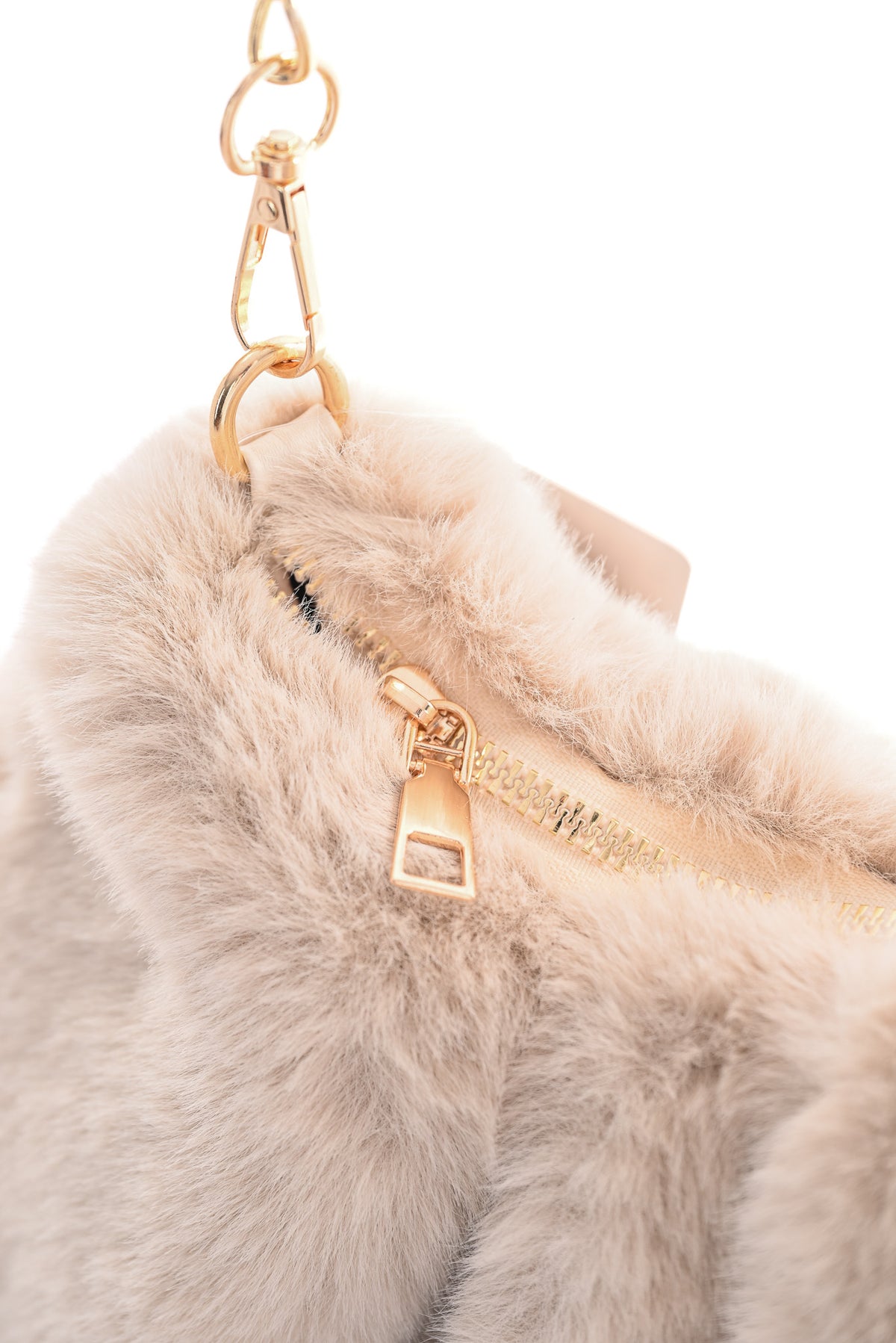Faux fur schoudertas beige