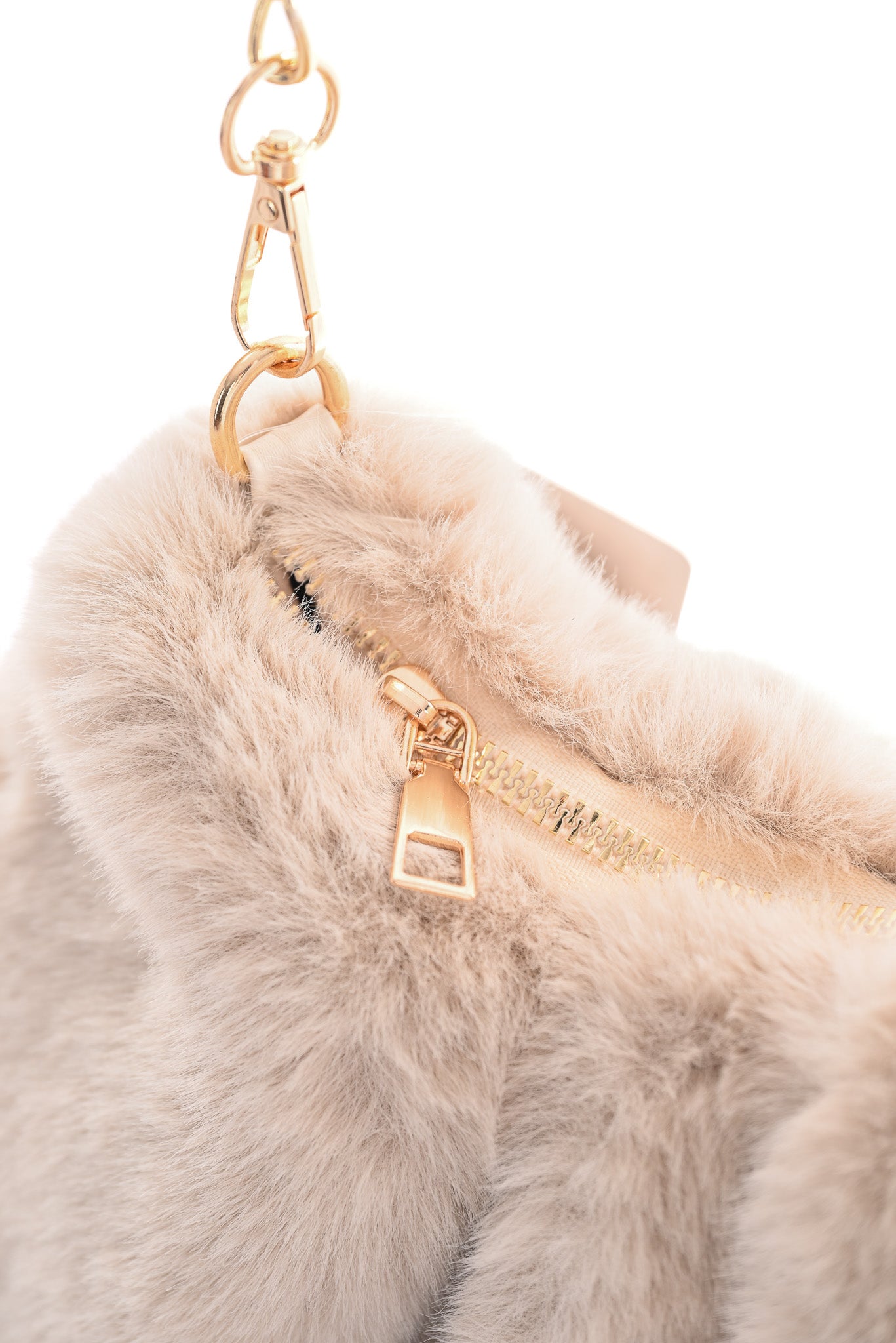 Faux fur schoudertas beige