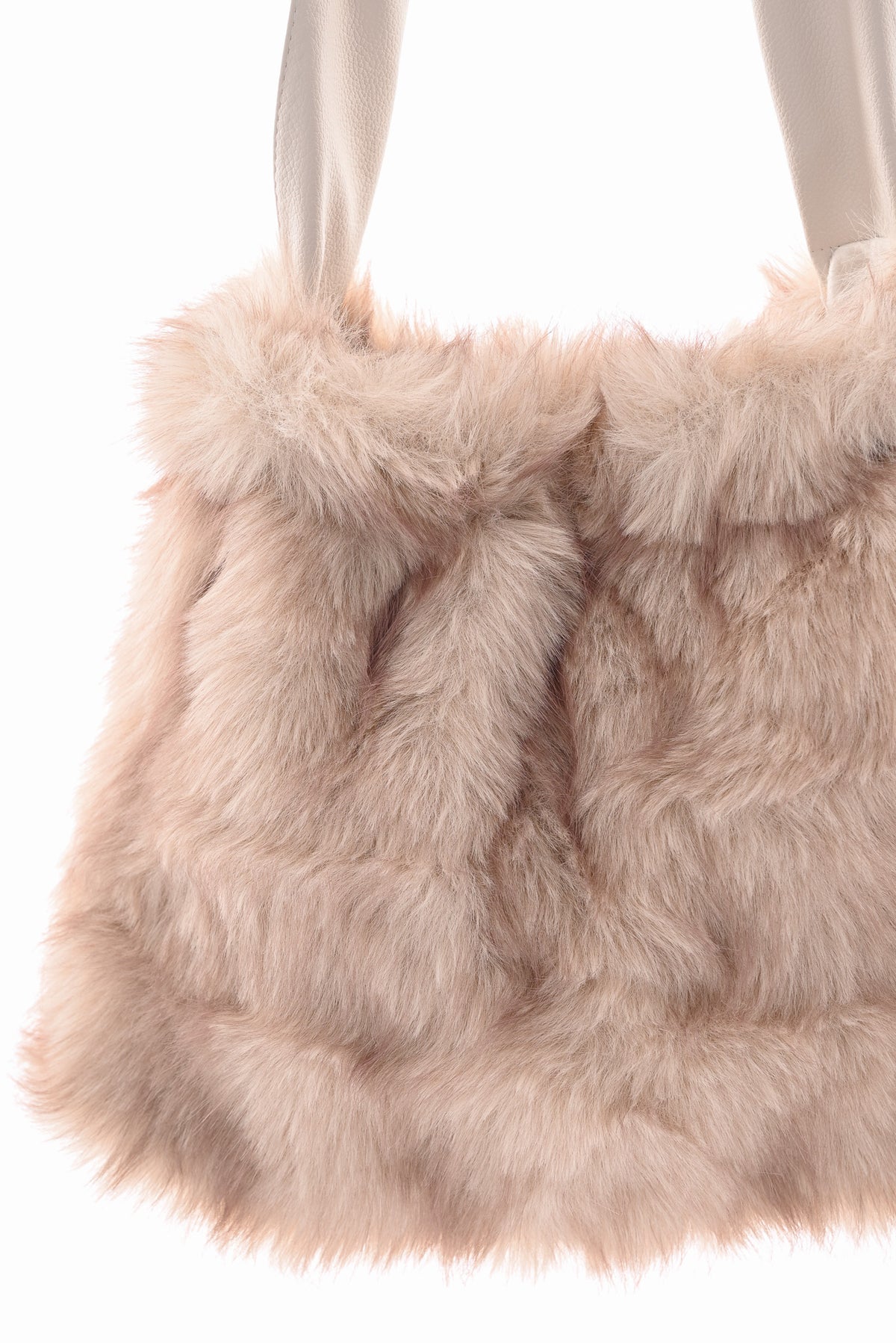 Faux fur handtas beige