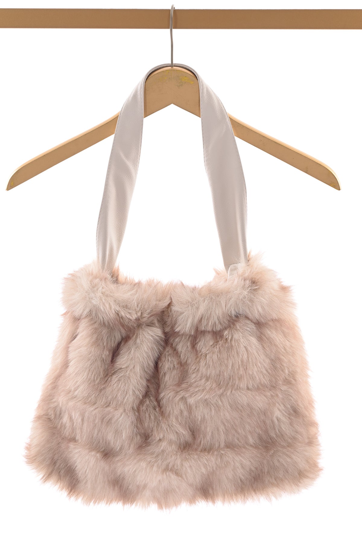 Faux fur handtas beige