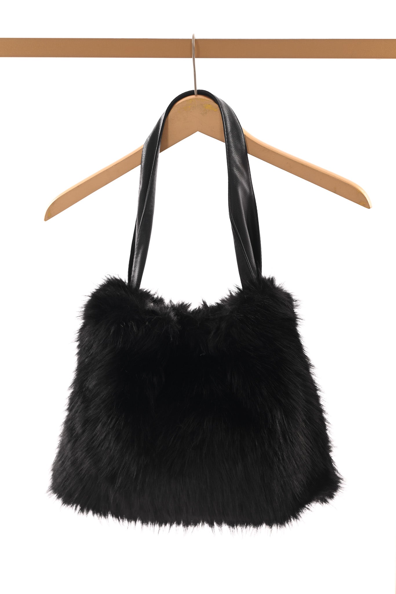 Faux fur handtas zwart