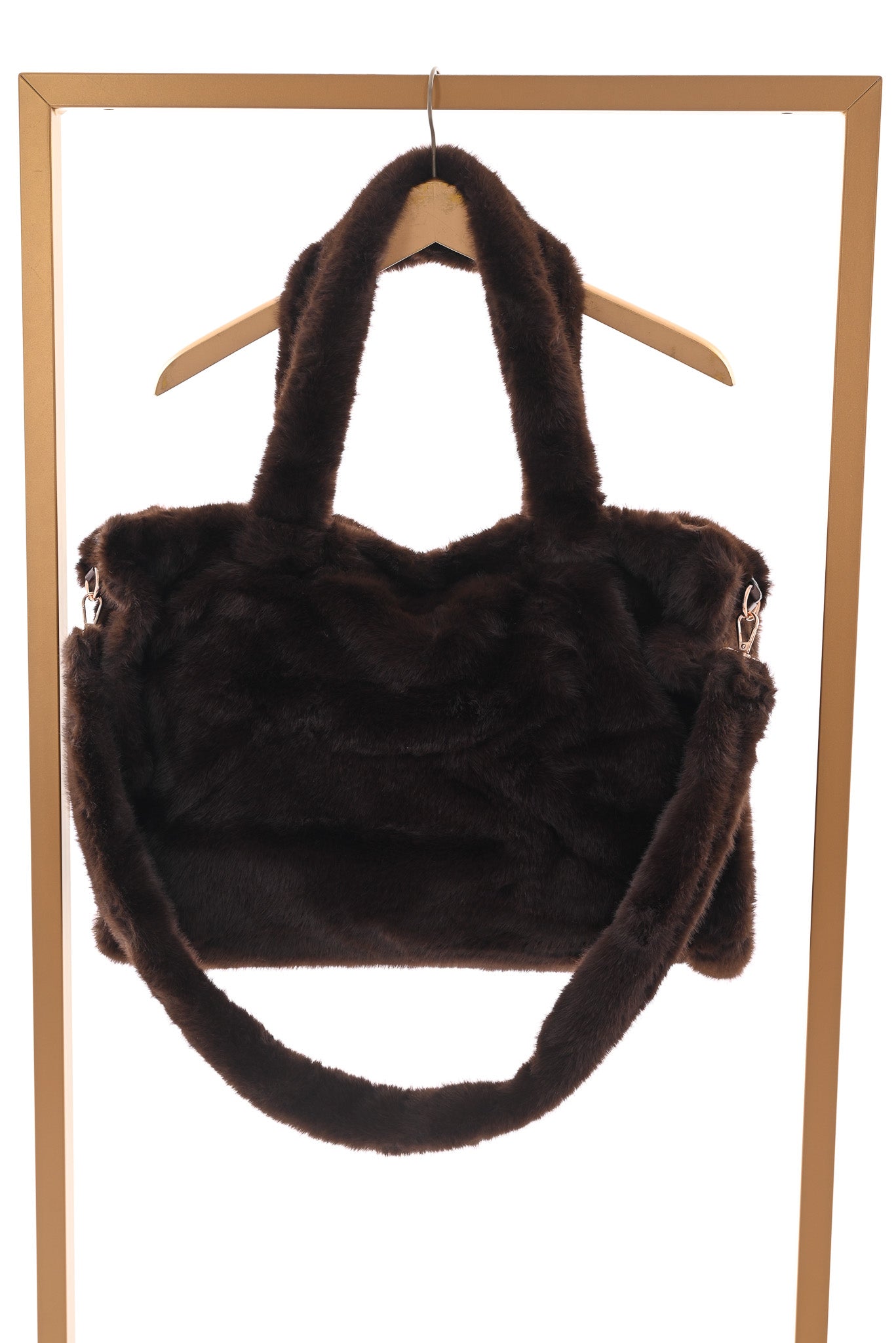 Faux fur shopper bruin
