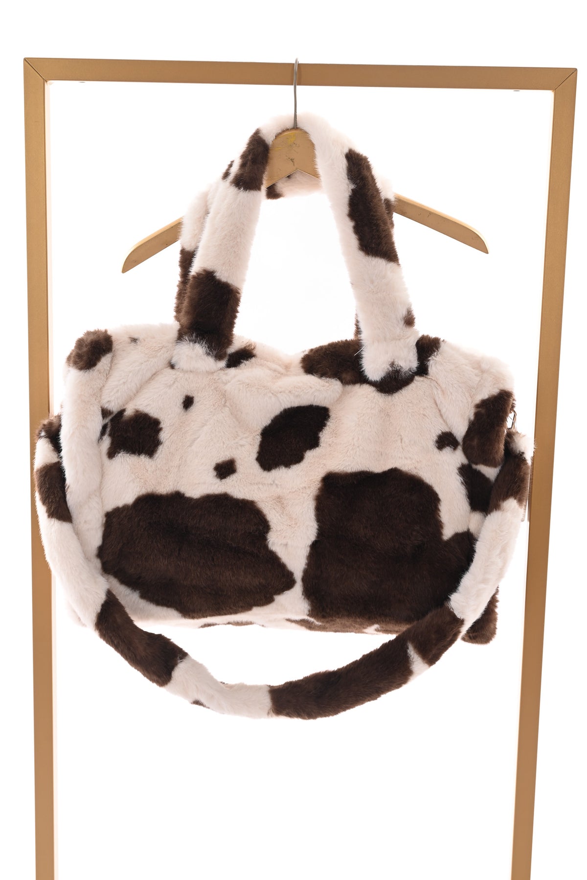 Faux fur shopper koeienprint