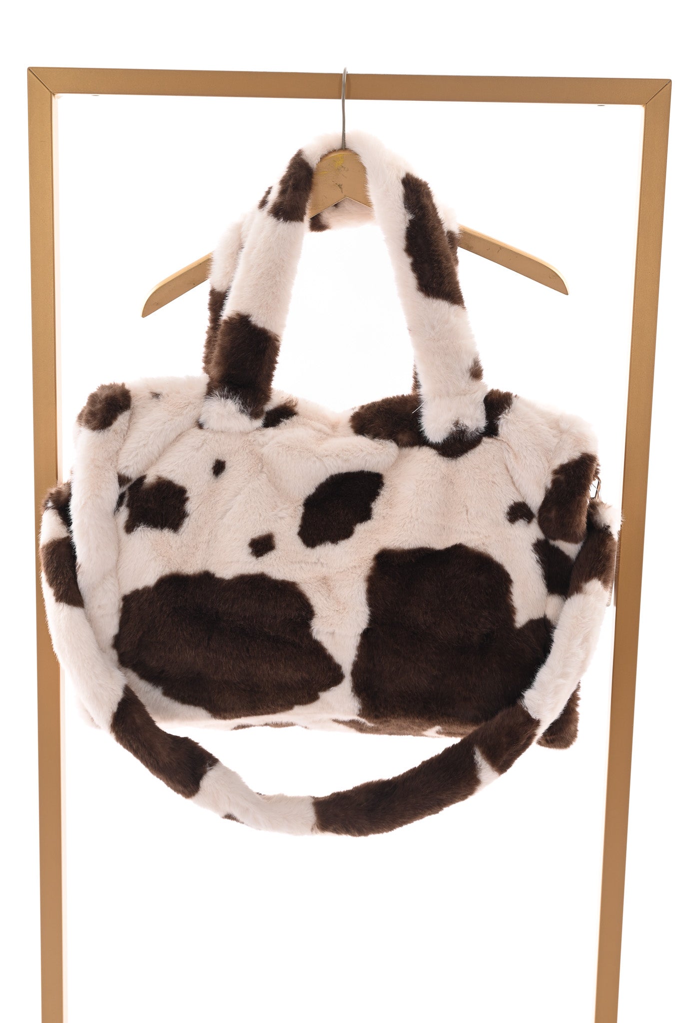 Faux fur shopper koeienprint