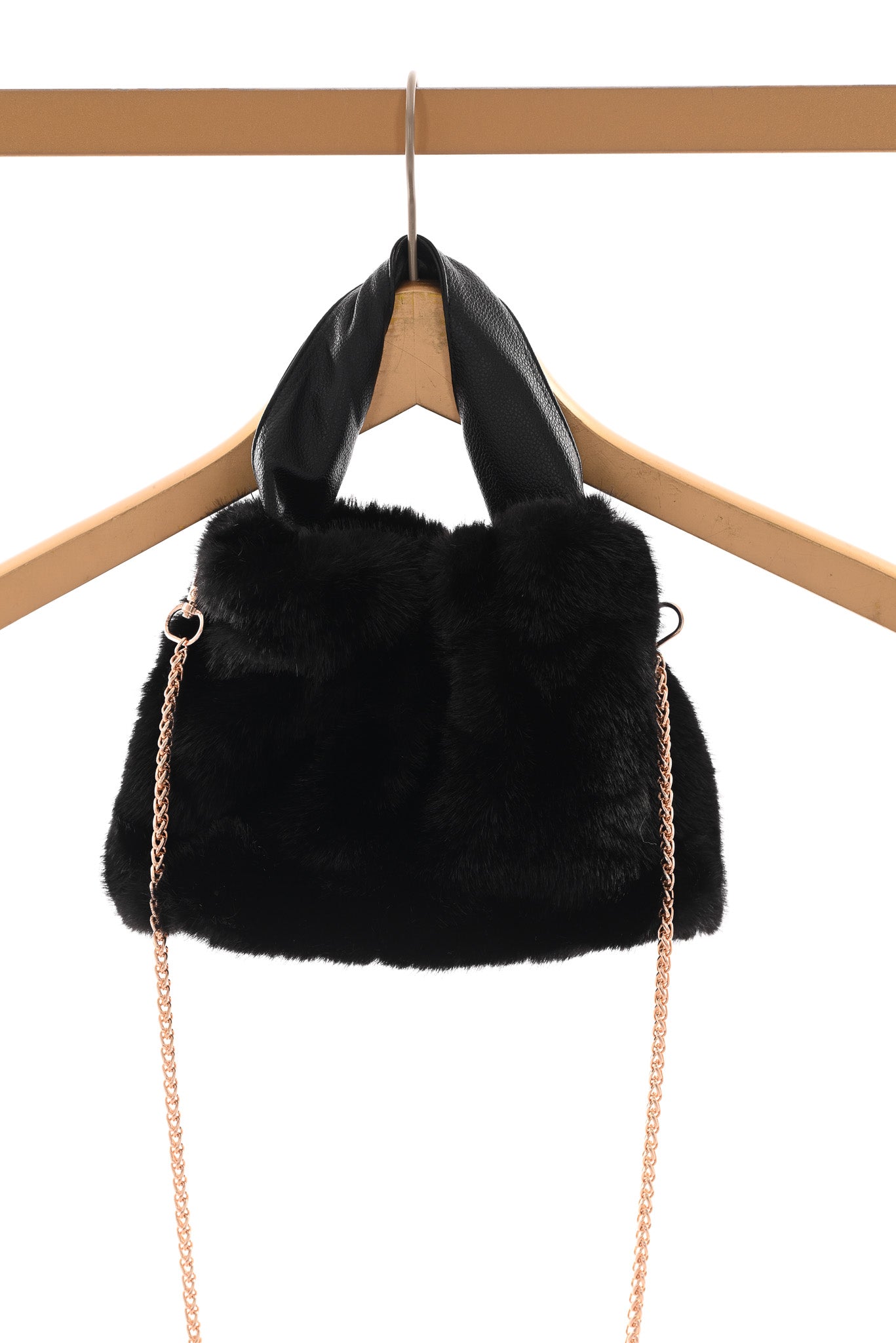 Faux fur tas mini zwart