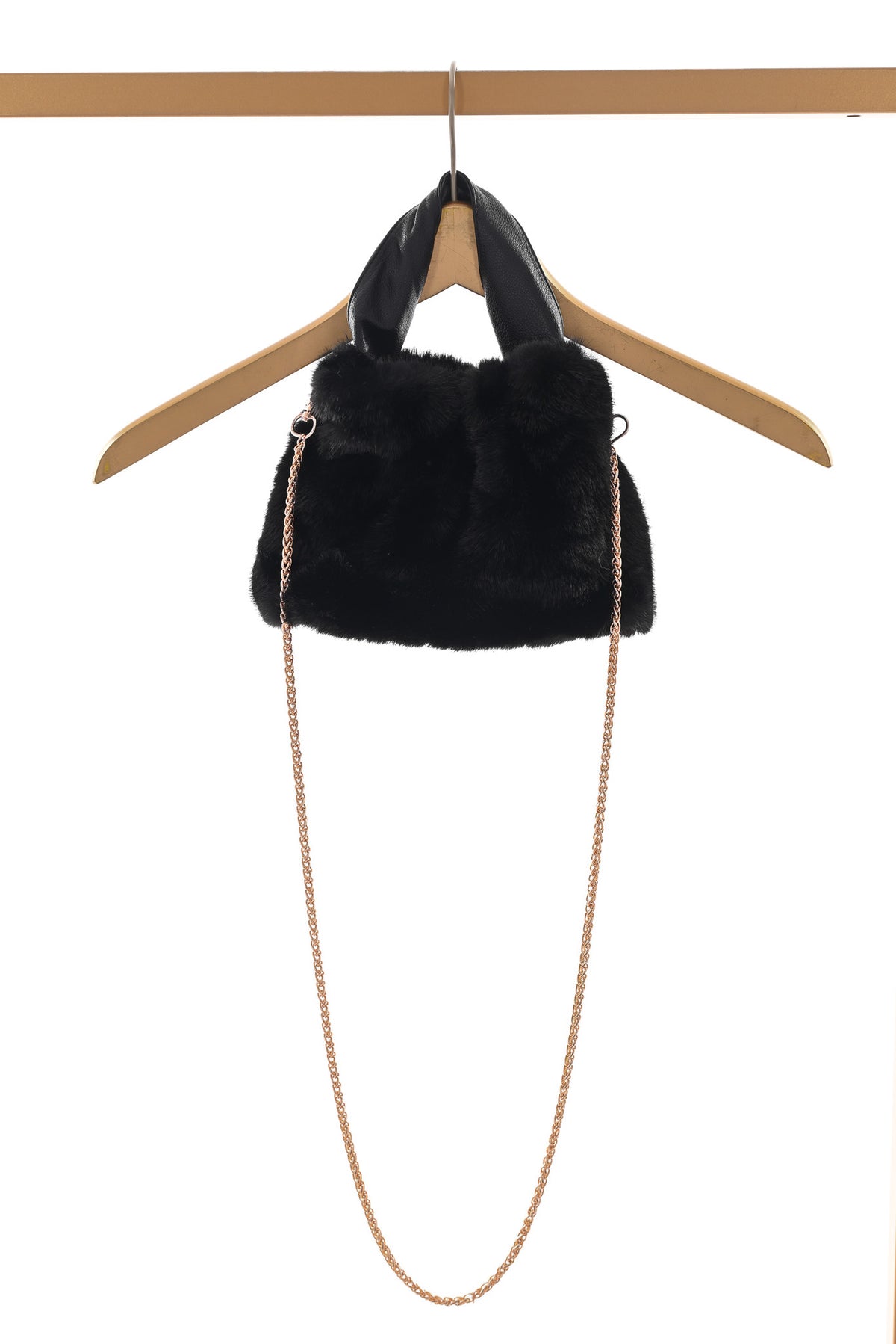 Faux fur tas mini zwart
