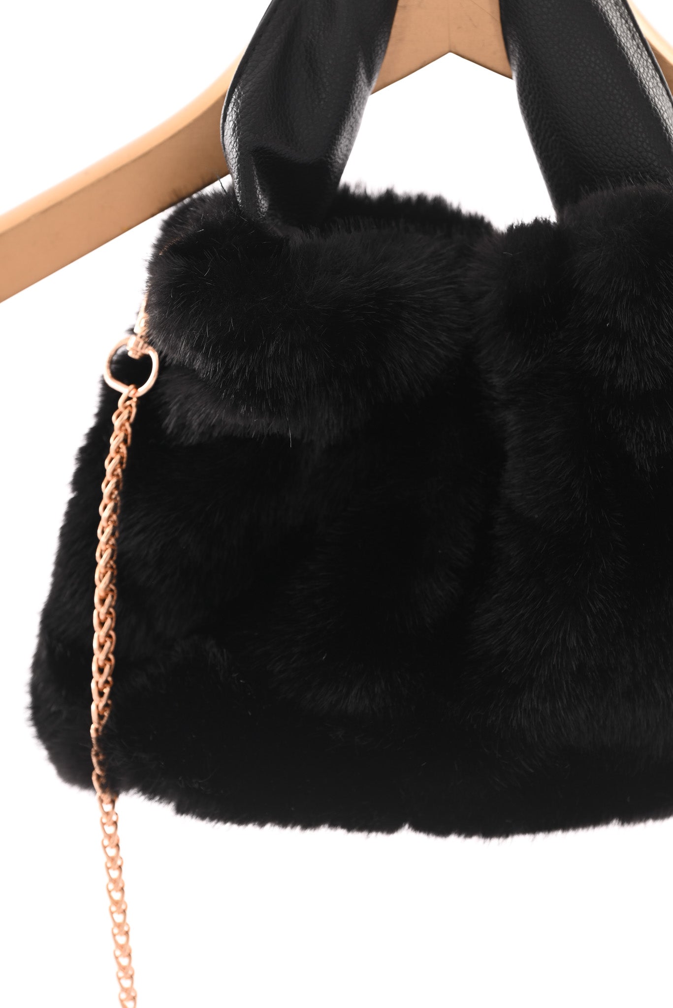 Faux fur tas mini zwart