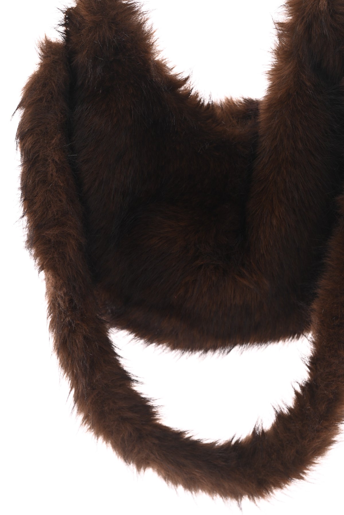 Faux fur ronde crossbody bruin