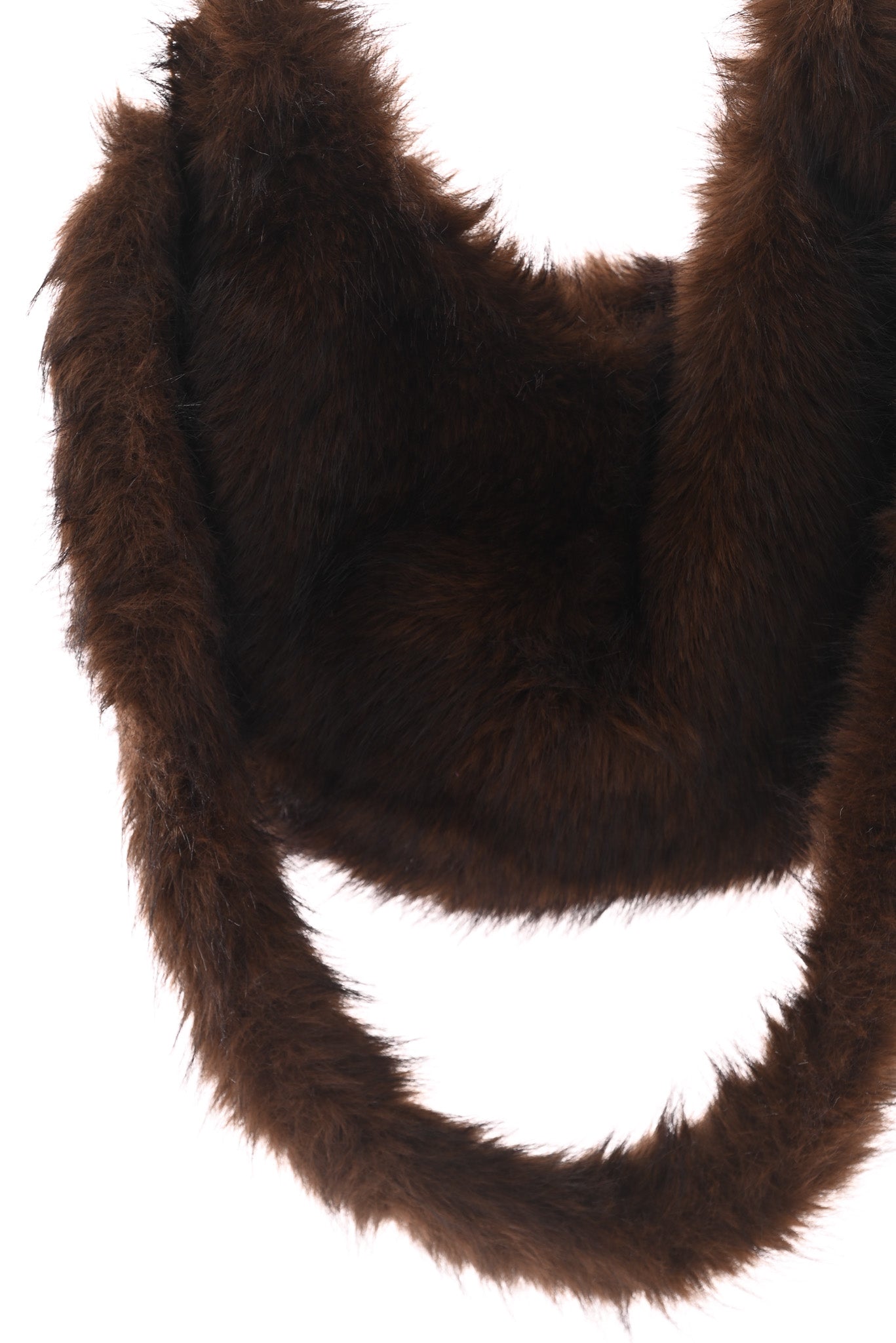 Faux fur ronde crossbody bruin