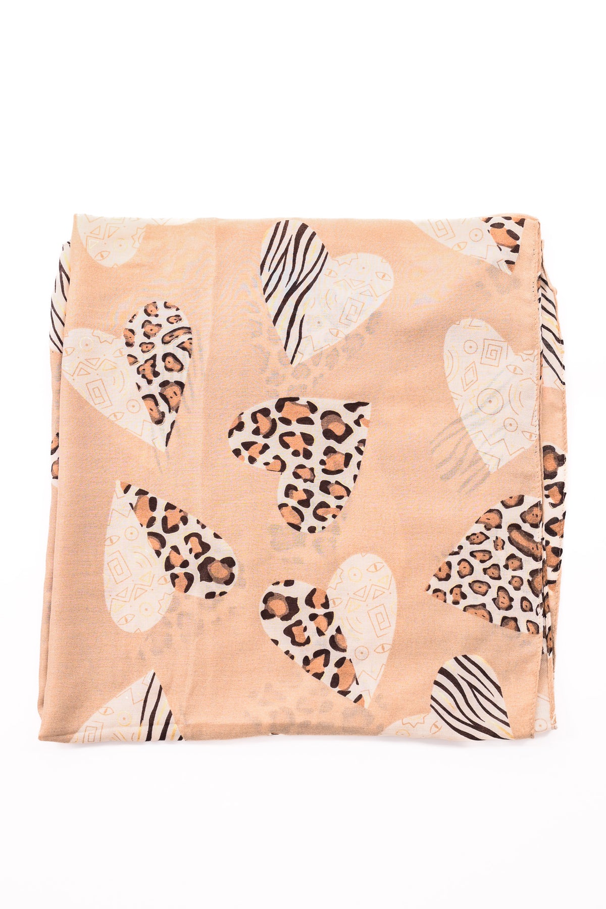 Sjaal met hartjes beige