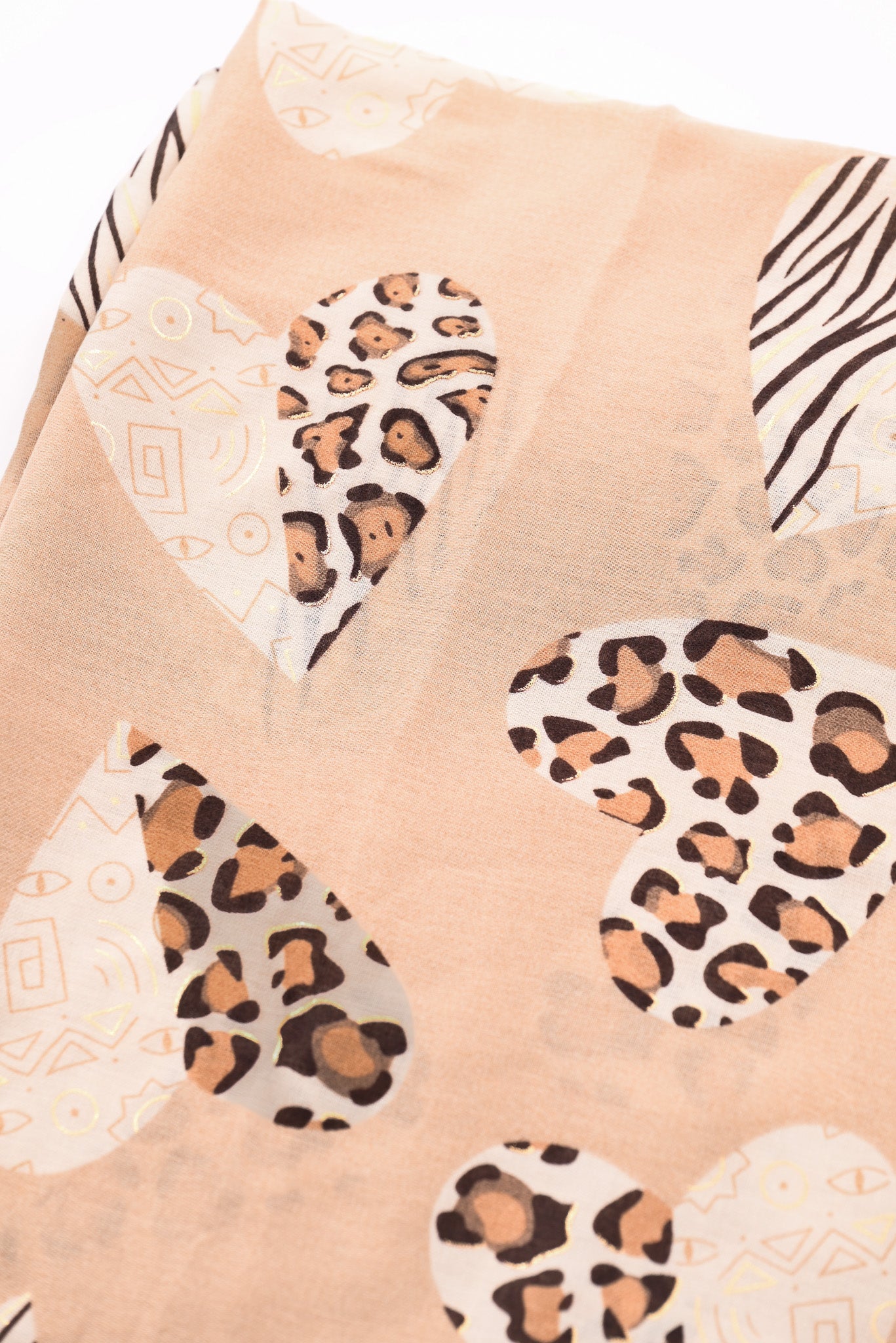 Sjaal met hartjes beige