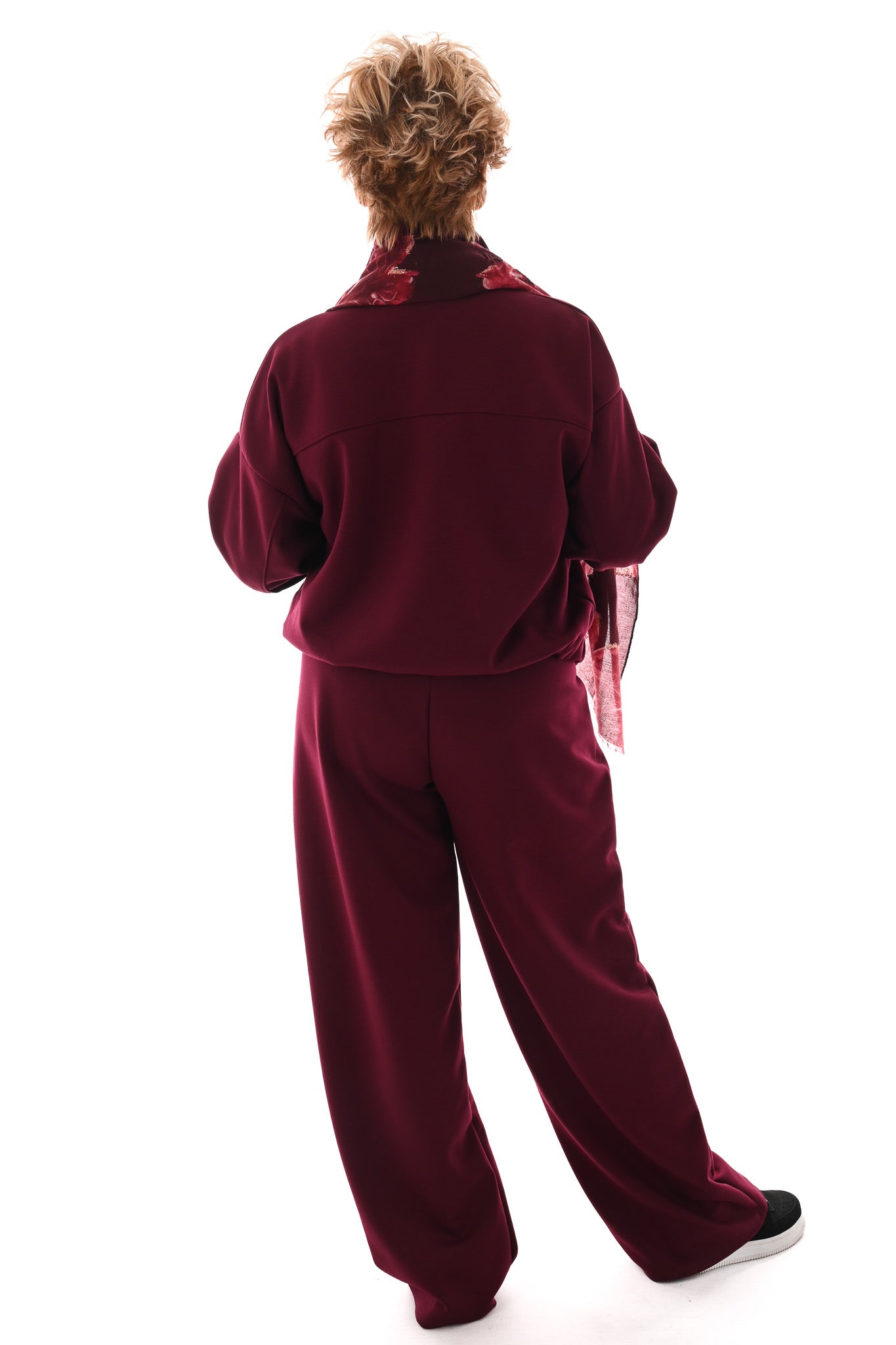 Tweedelig pak blouse met borstzakken en knopen bordeaux