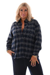 Houthakkers blouse strass en strass steentjes blauw