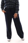 Wide leg joggingsbroek met naad marineblauw