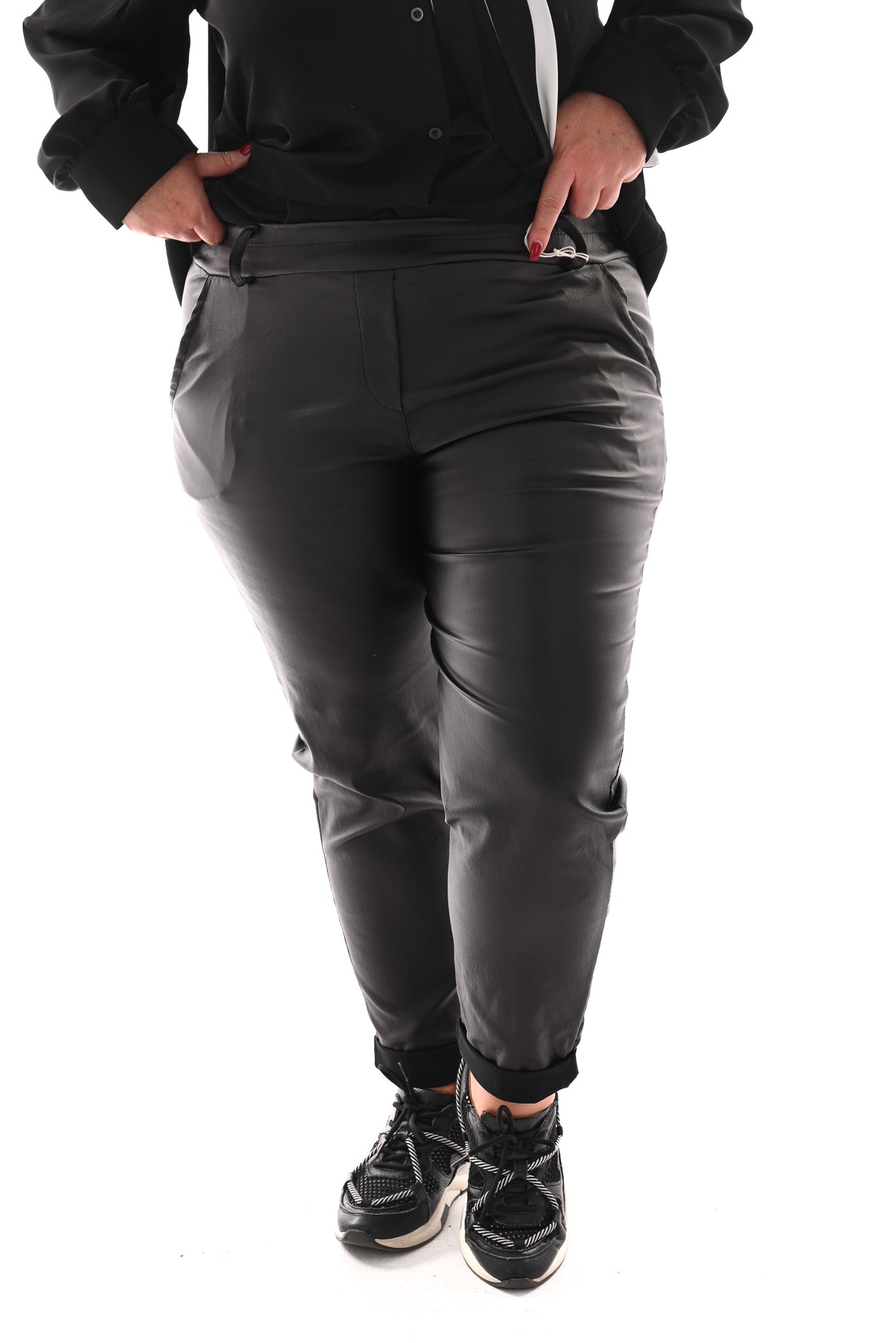Leatherlook jogger zwart