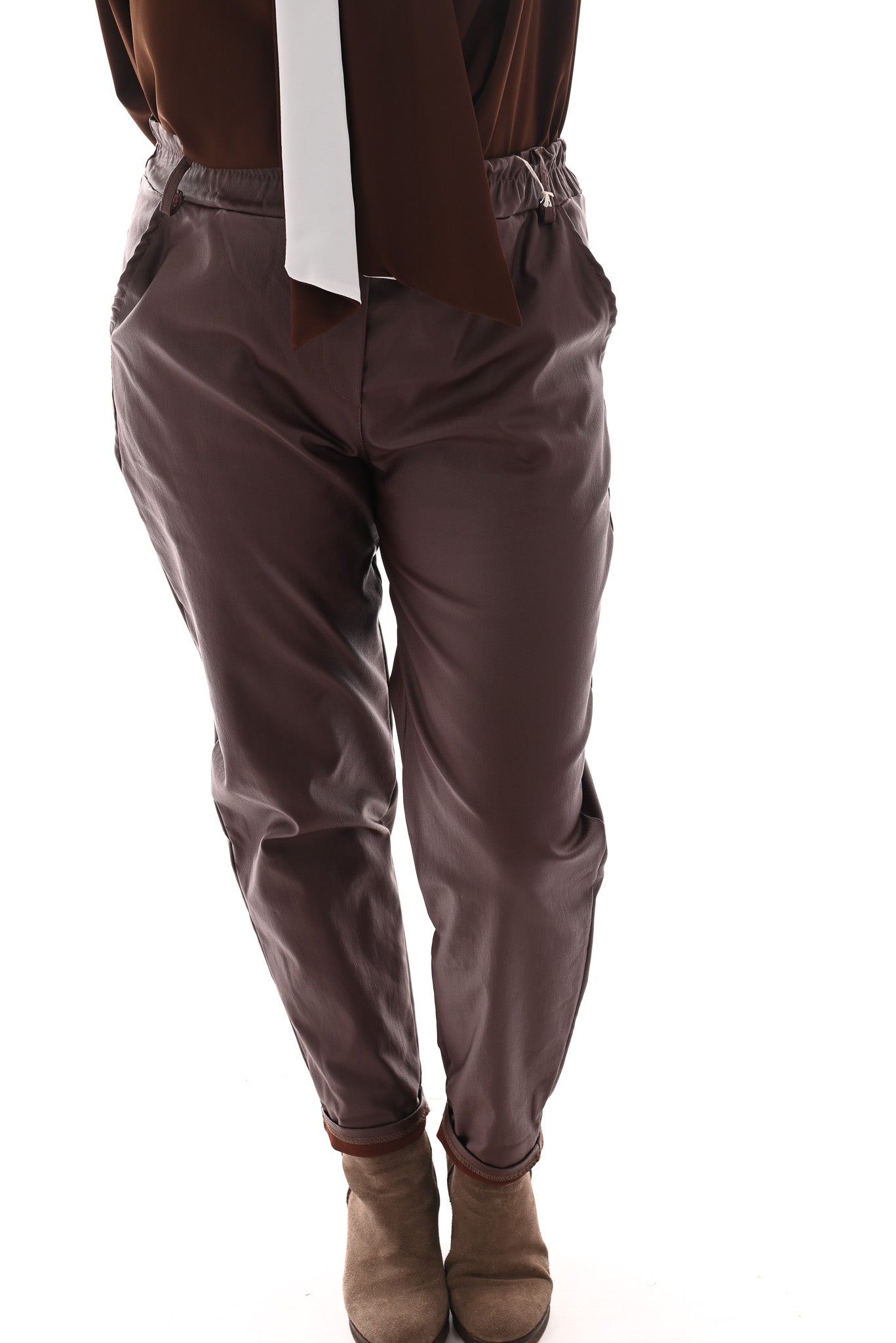 Leatherlook jogger bruin