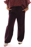 Wide leg joggingsbroek met naad aubergine