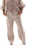 Wide leg joggingsbroek met naad beige